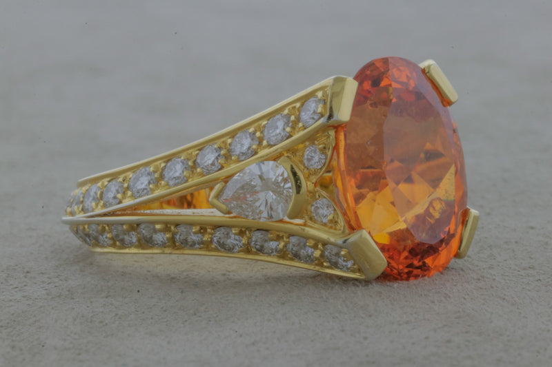 Spectacular Graff Mandarin Garnet Diamond Gold Ring