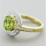 Peridot Diamond Gold Two-Tone Ring