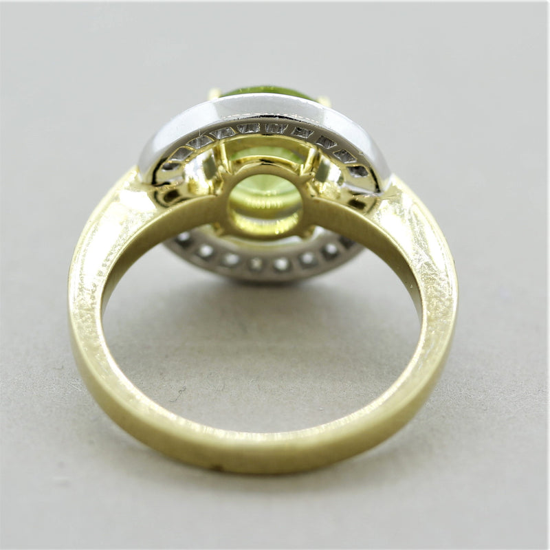 Peridot Diamond Gold Two-Tone Ring