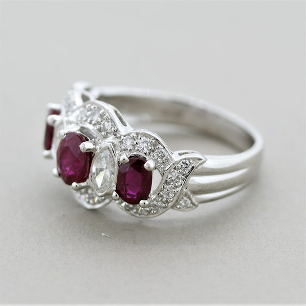 Extra-Fine Ruby Diamond Platinum Ring