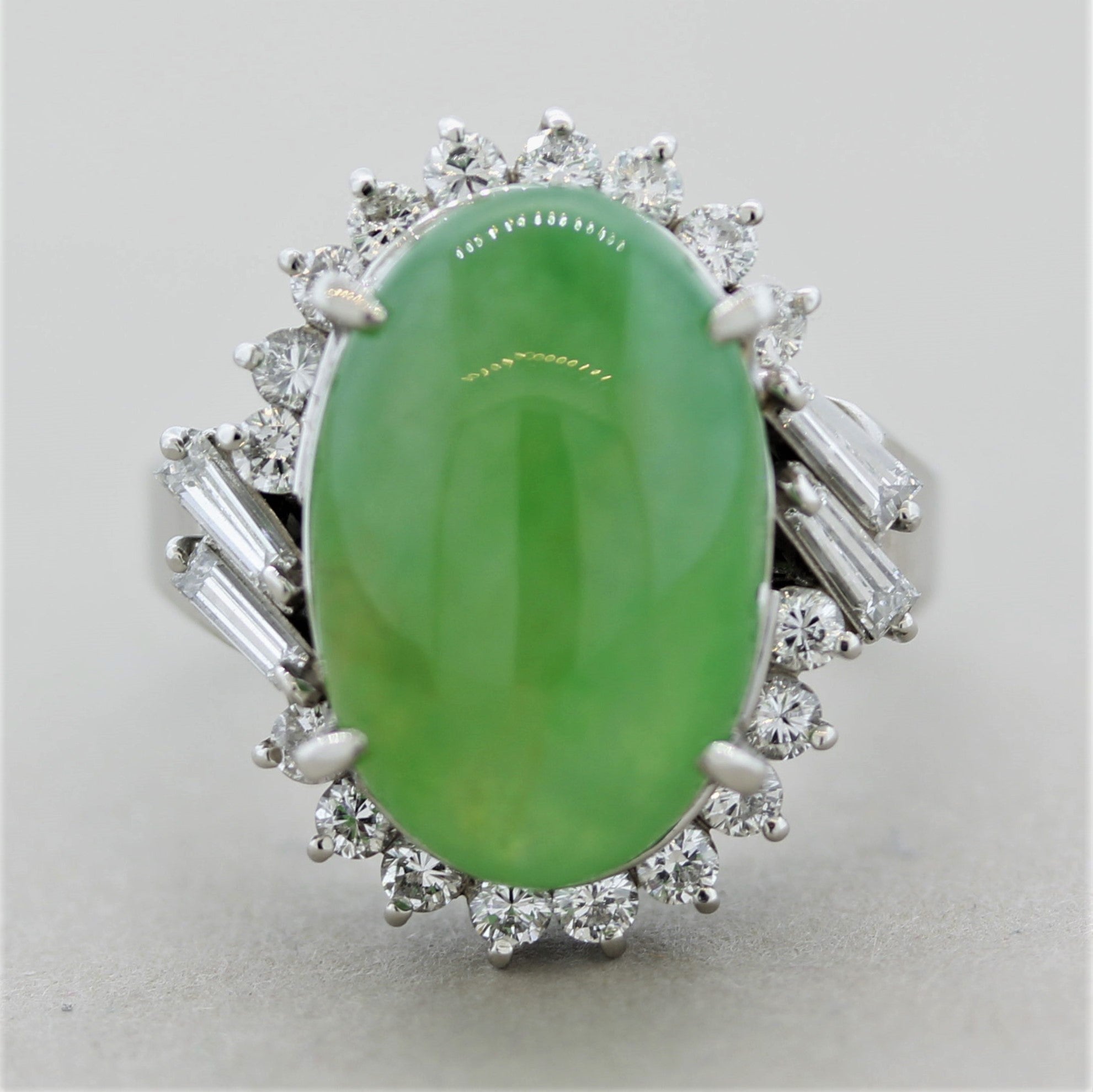 Jadeite Jade Diamond Platinum Ring