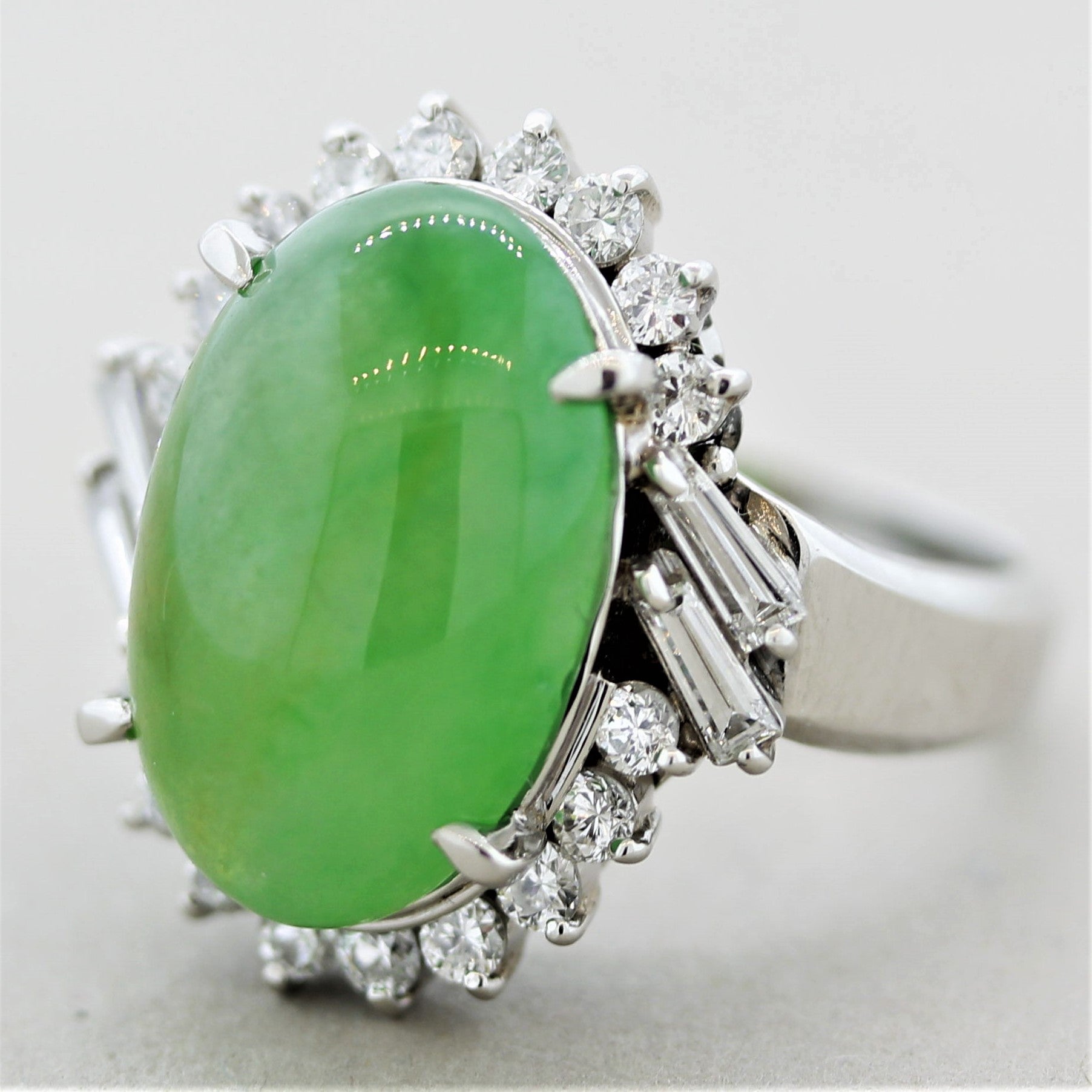 Jadeite Jade Diamond Platinum Ring