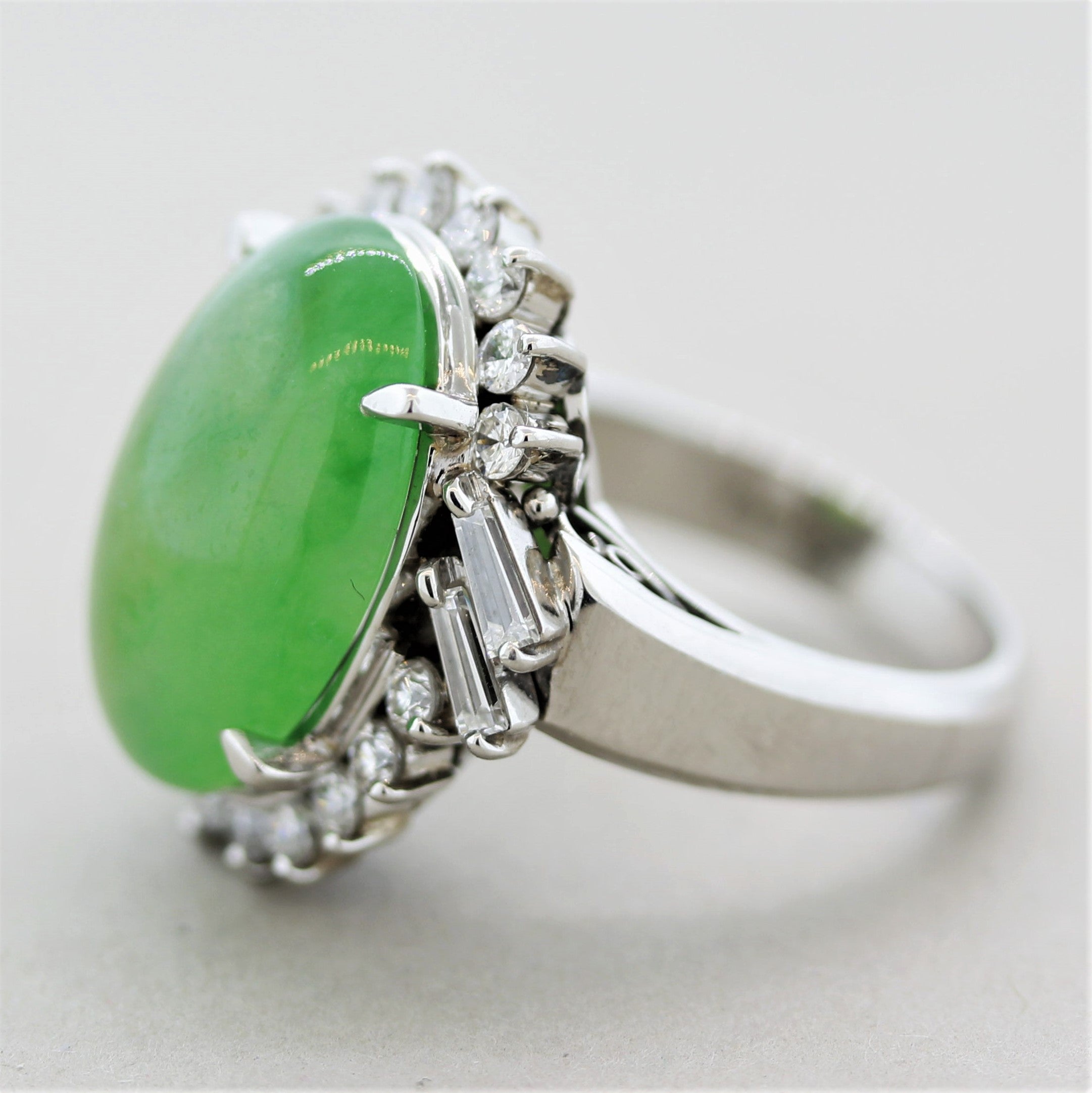 Jadeite Jade Diamond Platinum Ring