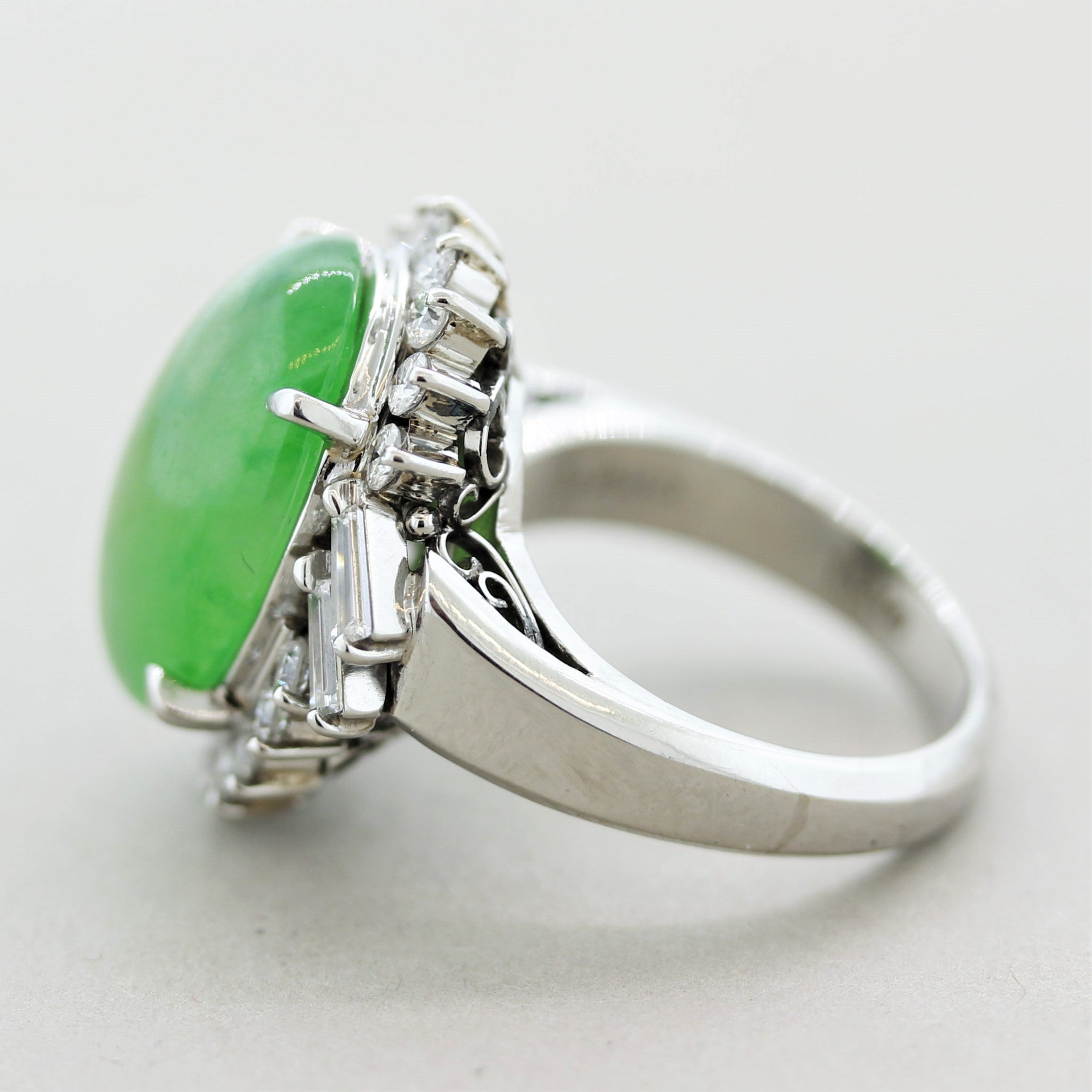 Jadeite Jade Diamond Platinum Ring