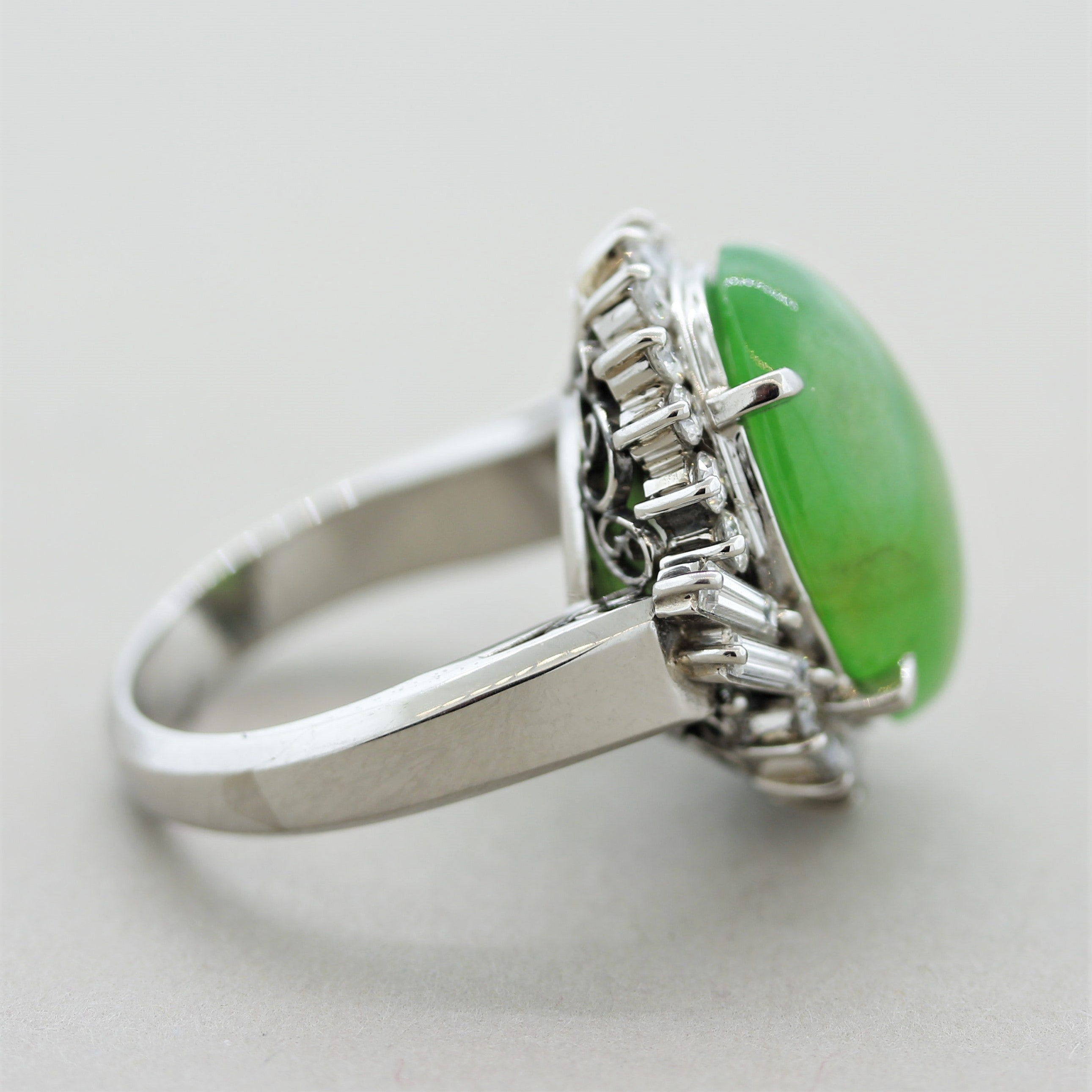 Jadeite Jade Diamond Platinum Ring