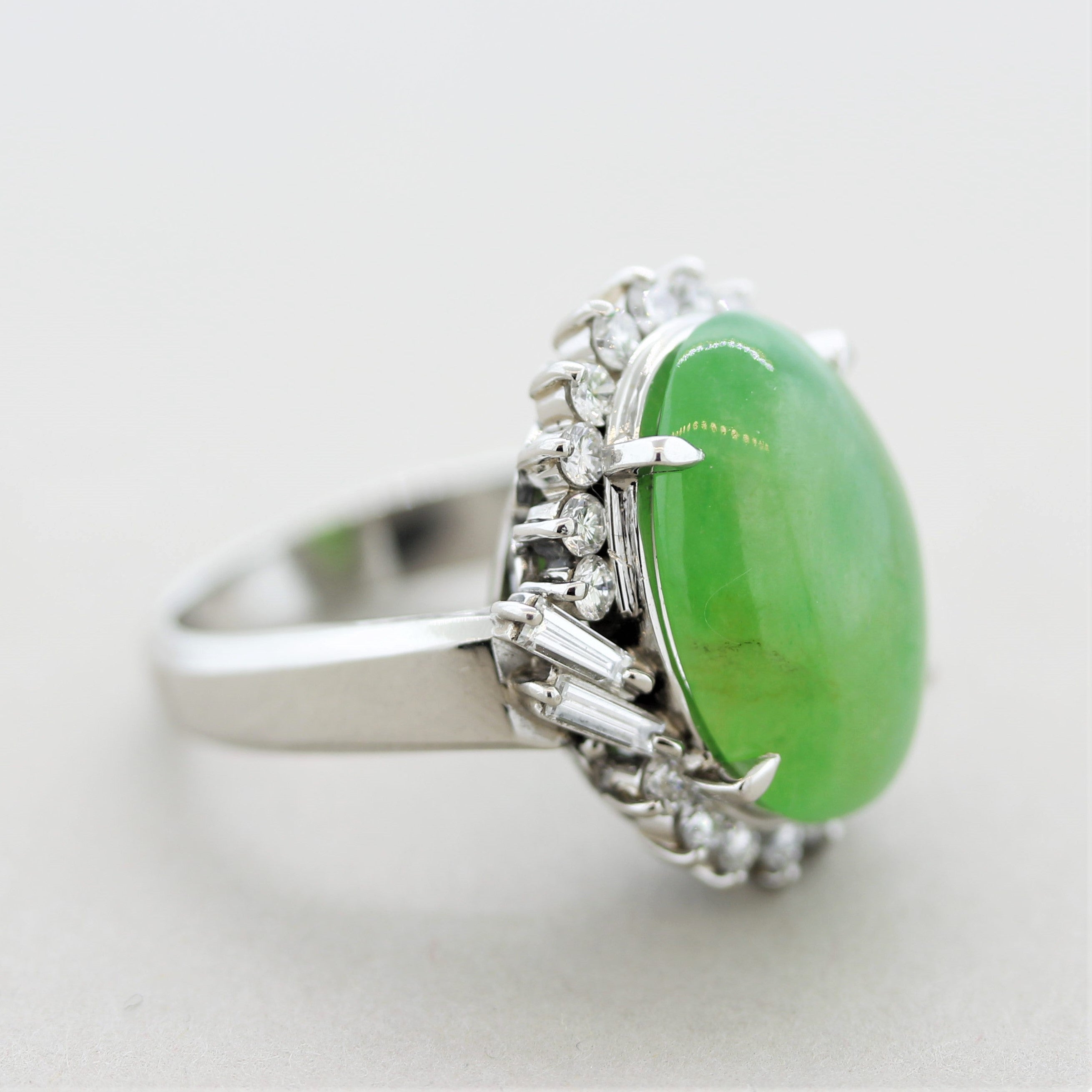 Jadeite Jade Diamond Platinum Ring