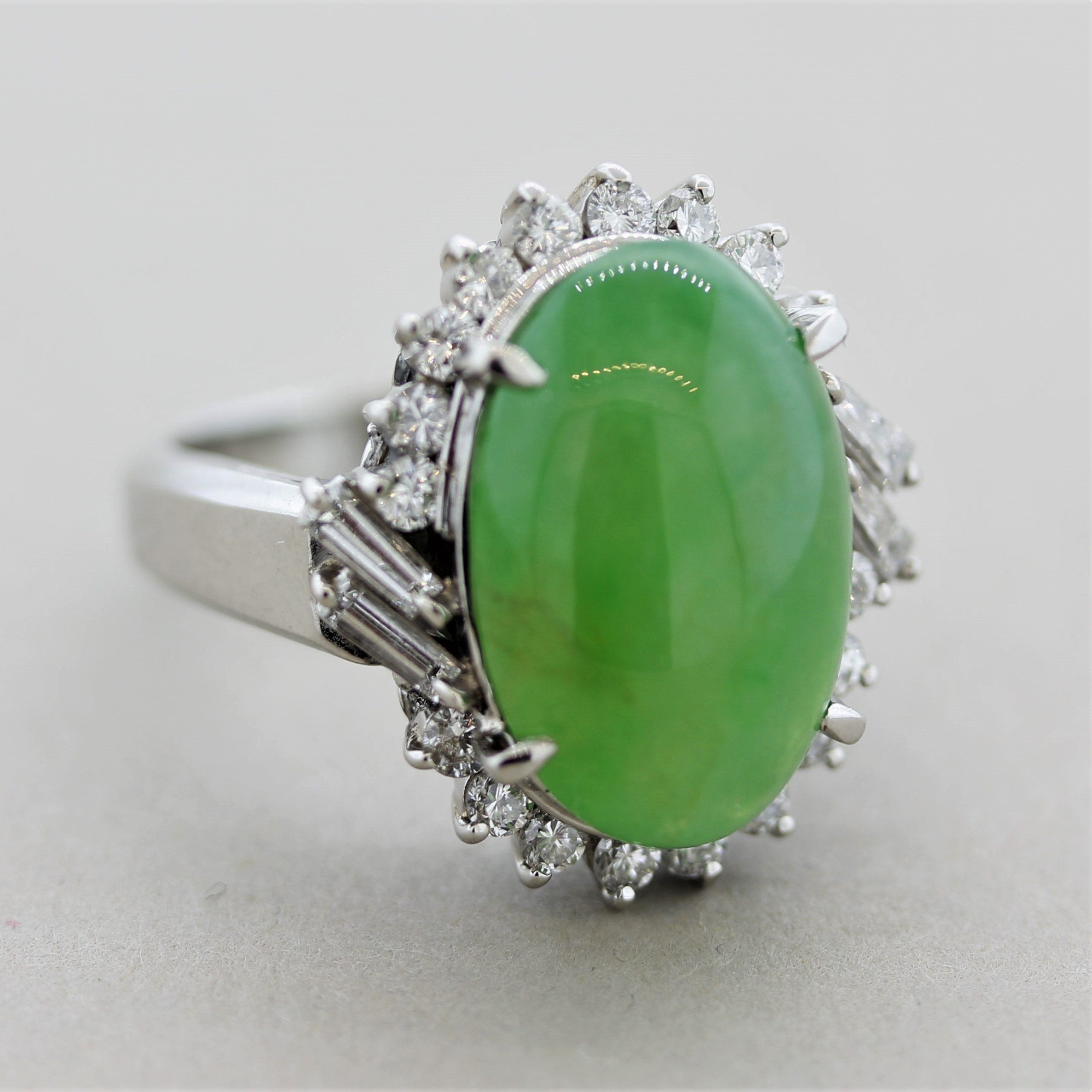 Jadeite Jade Diamond Platinum Ring