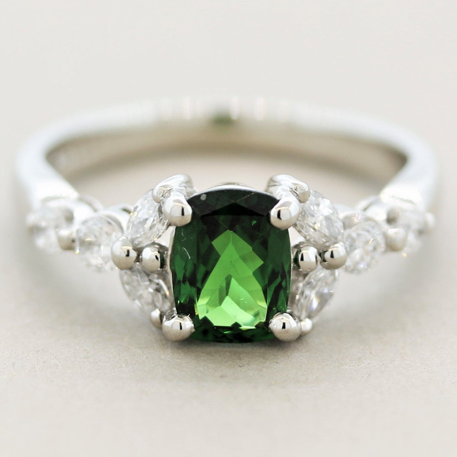 Tsavorite Diamond Platinum Ring