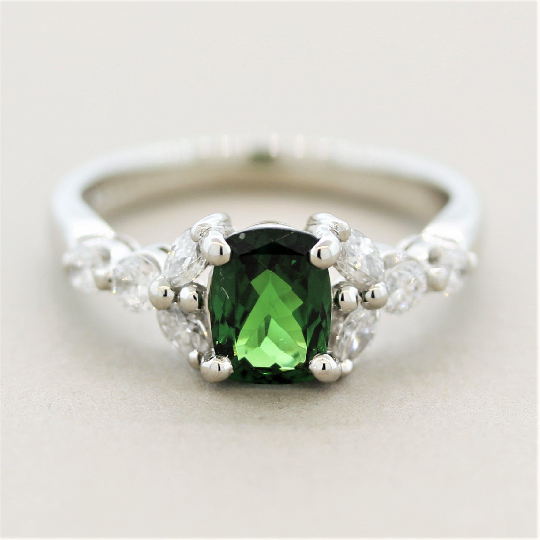 Tsavorite Diamond Platinum Ring