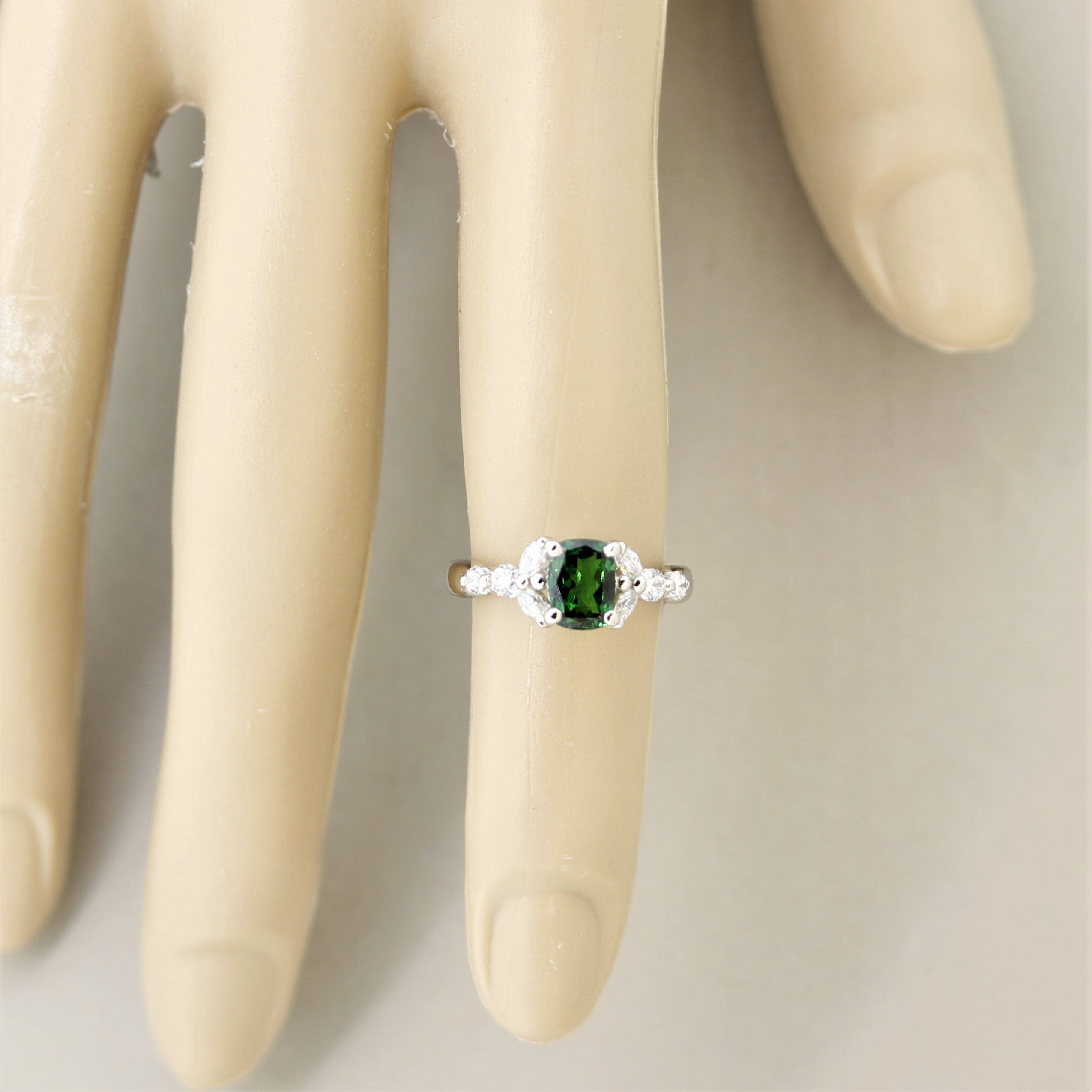 Tsavorite Diamond Platinum Ring