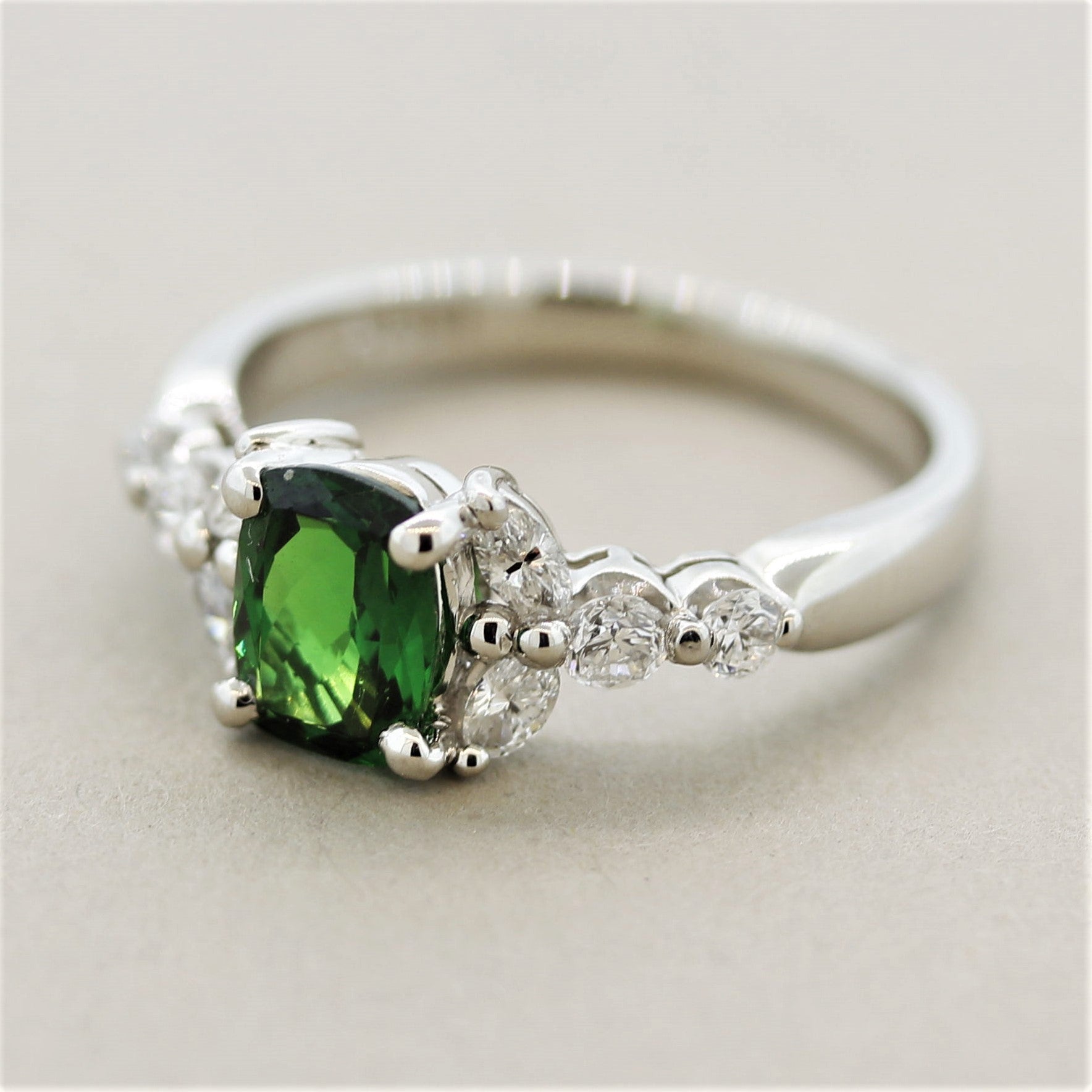 Tsavorite Diamond Platinum Ring