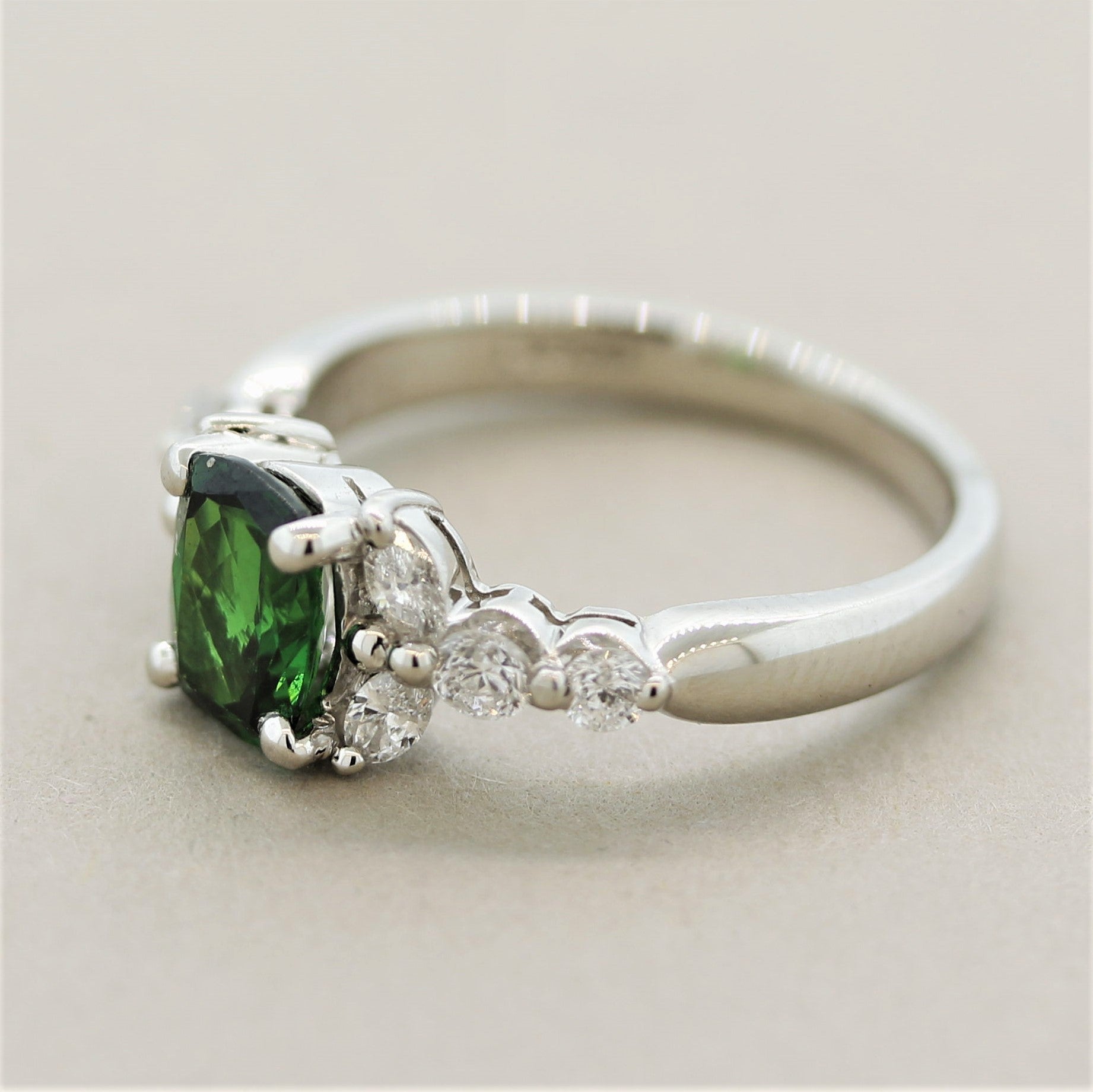 Tsavorite Diamond Platinum Ring