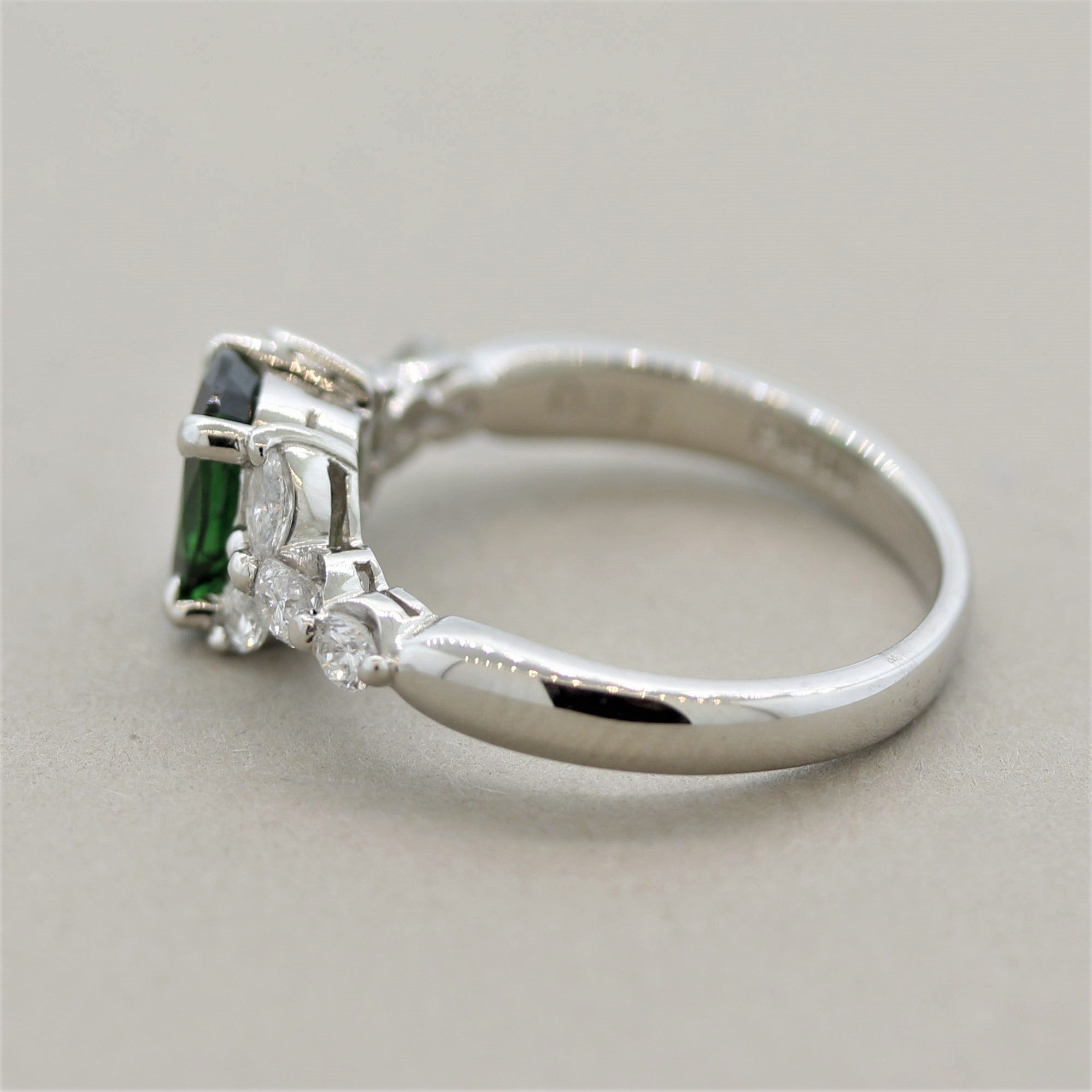 Tsavorite Diamond Platinum Ring