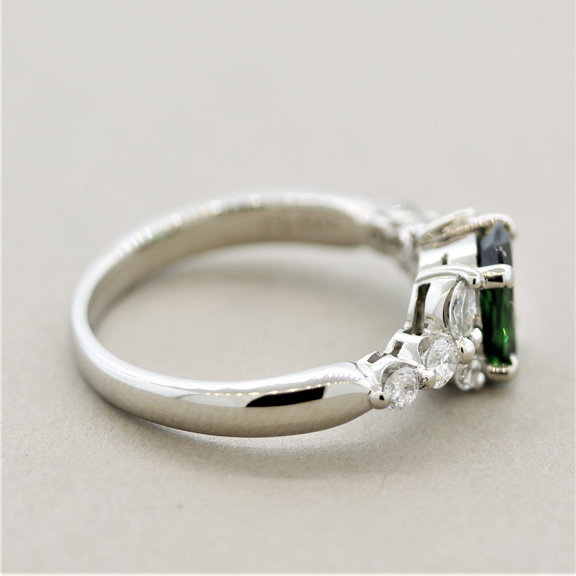 Tsavorite Diamond Platinum Ring