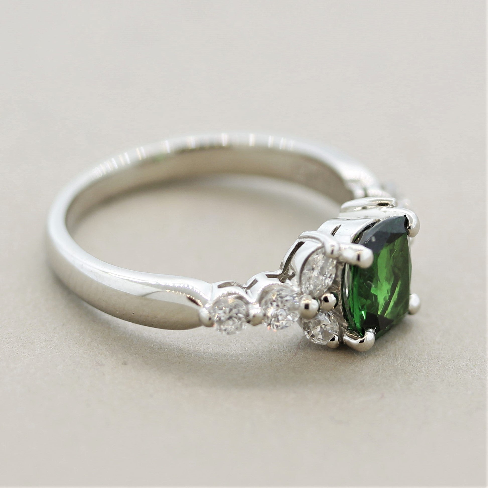 Tsavorite Diamond Platinum Ring