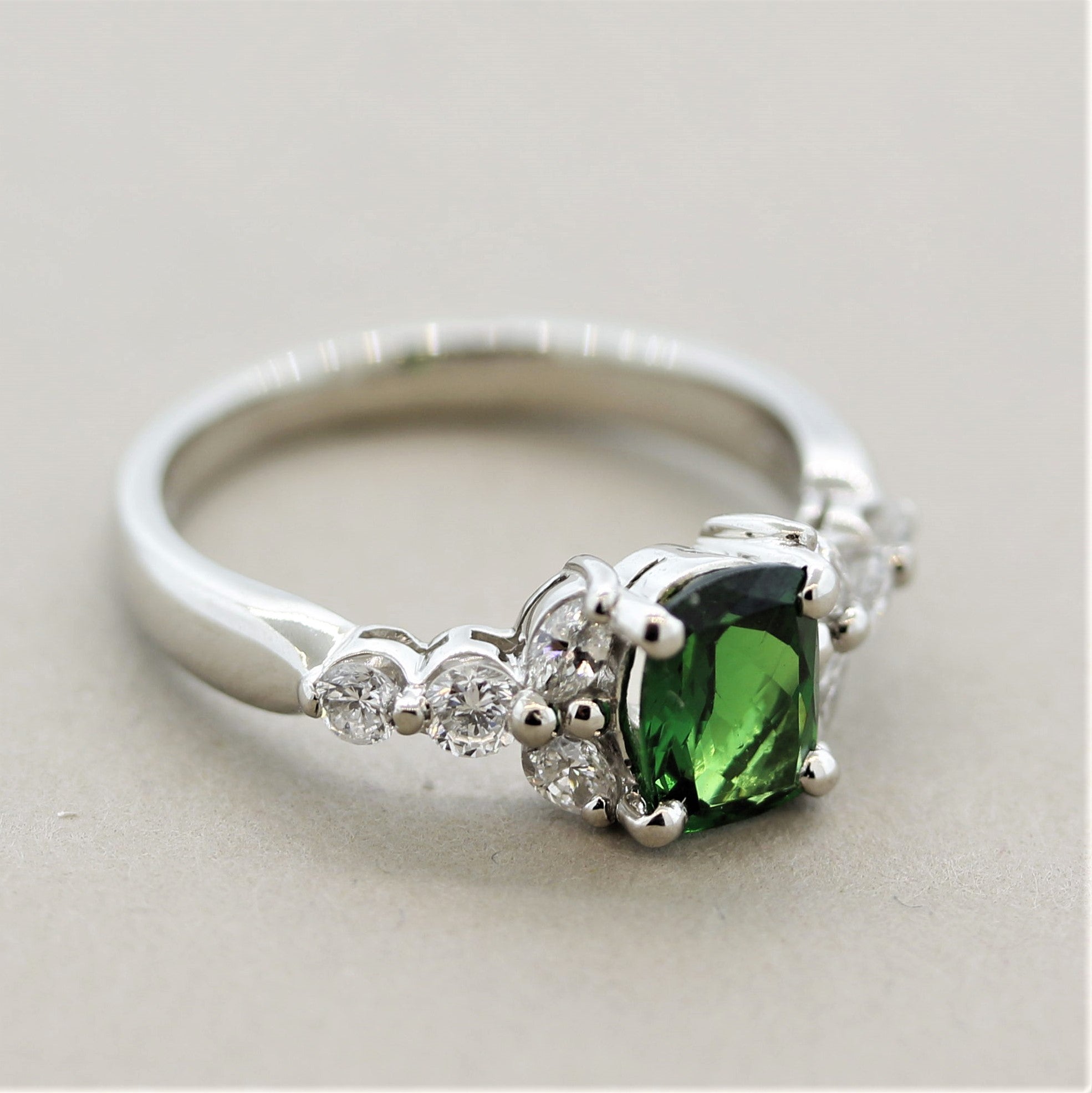 Tsavorite Diamond Platinum Ring