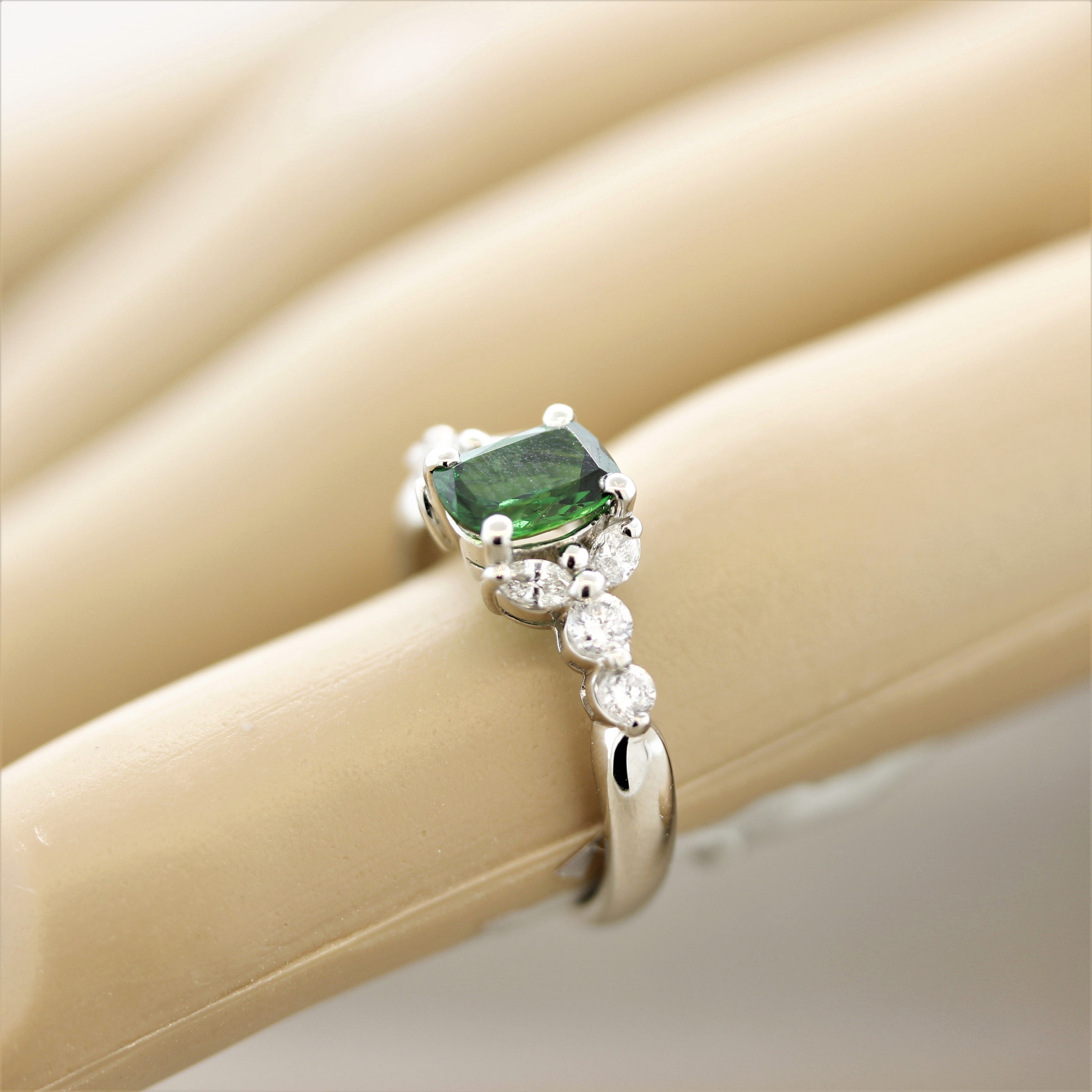 Tsavorite Diamond Platinum Ring