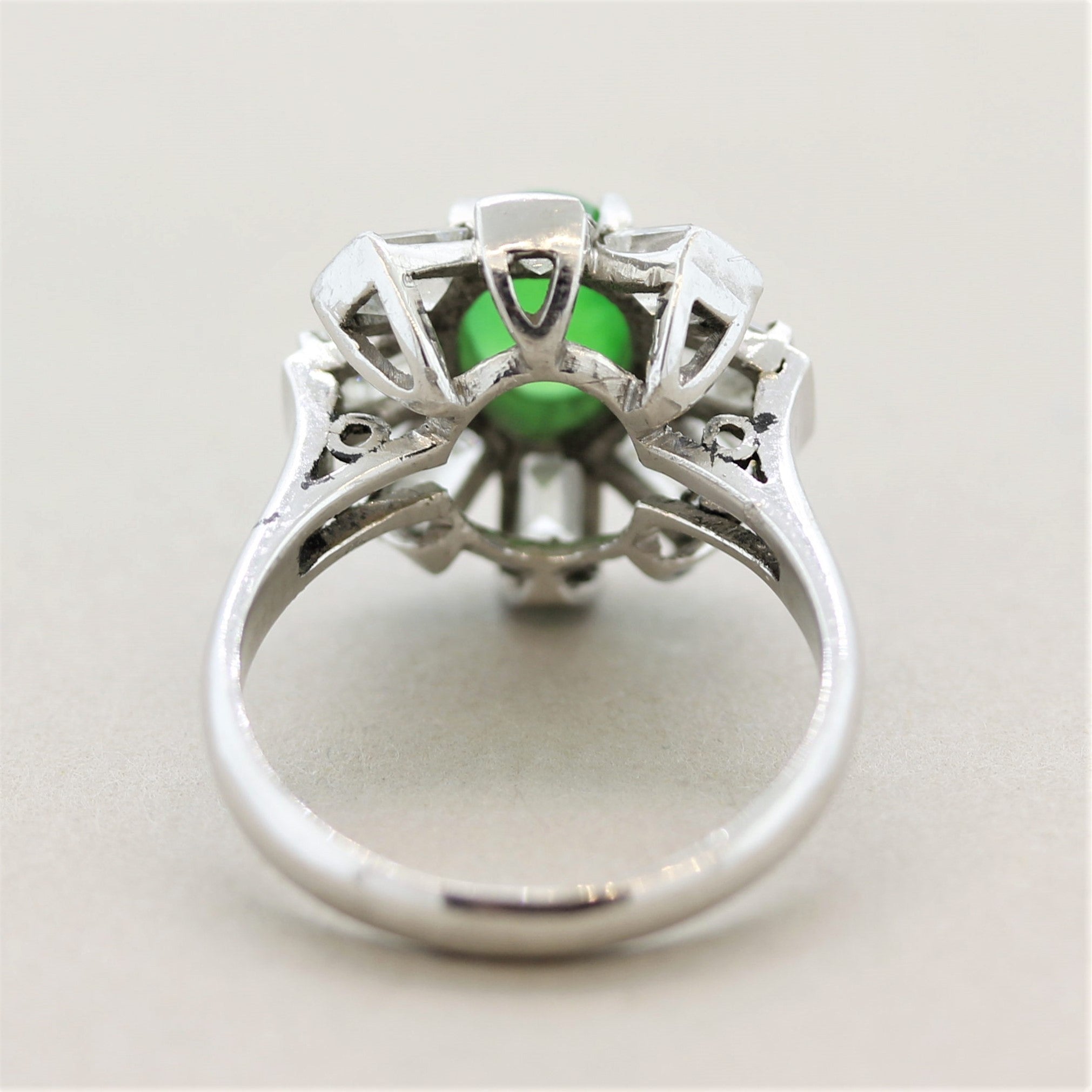 Jadeite Jade Diamond Platinum Sunburst Ring