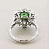 Jadeite Jade Diamond Platinum Sunburst Ring