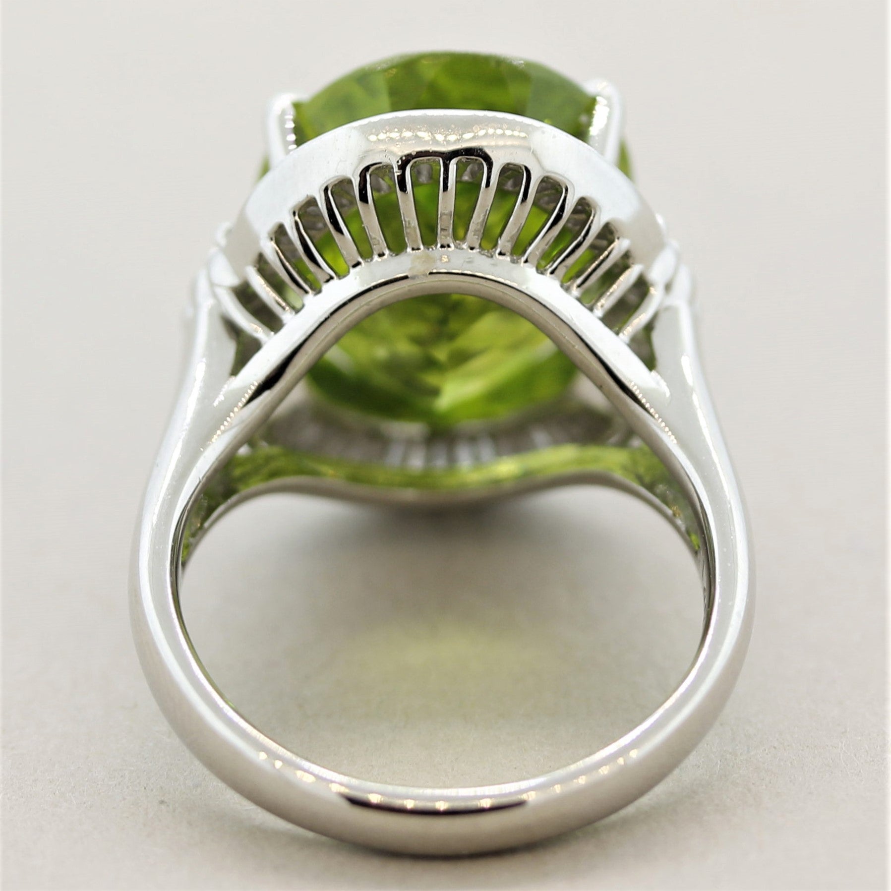 “Rainbow” Peridot Diamond Platinum Cocktail Ring