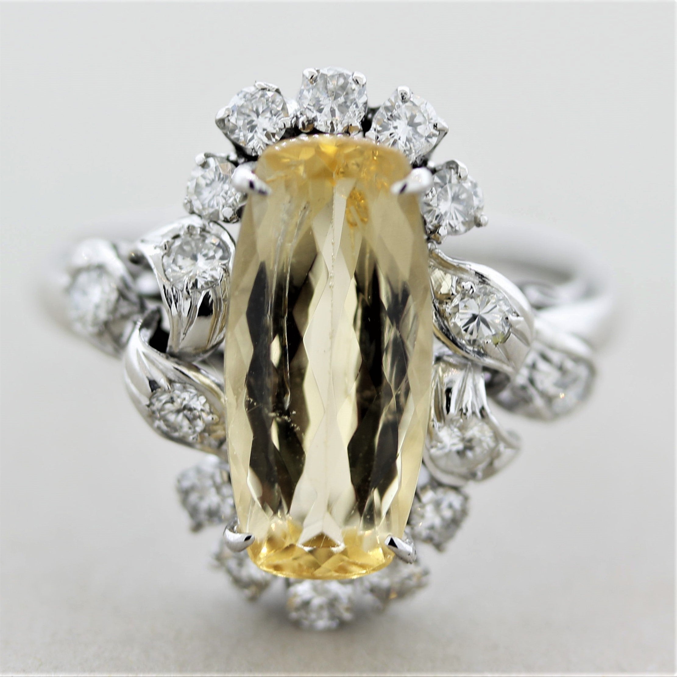 Mid-Century Topaz Diamond Platinum Ring