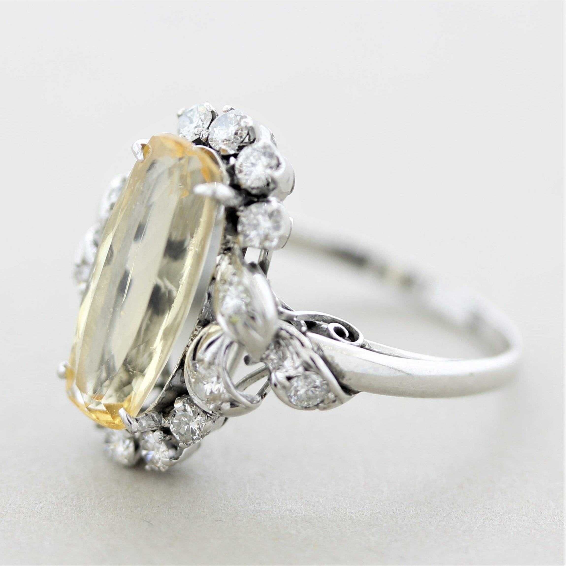 Mid-Century Topaz Diamond Platinum Ring