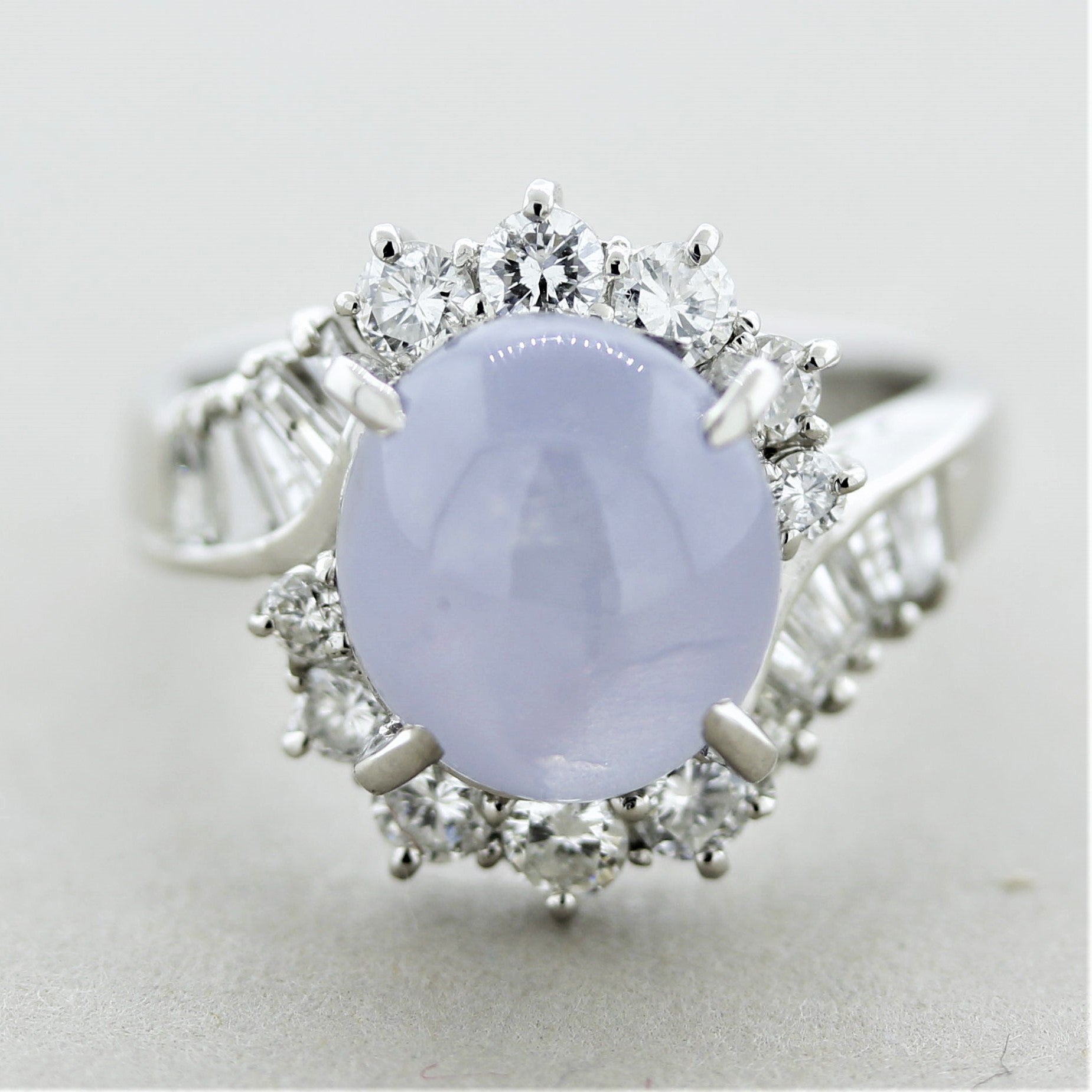 Star Sapphire Diamond Platinum Ring