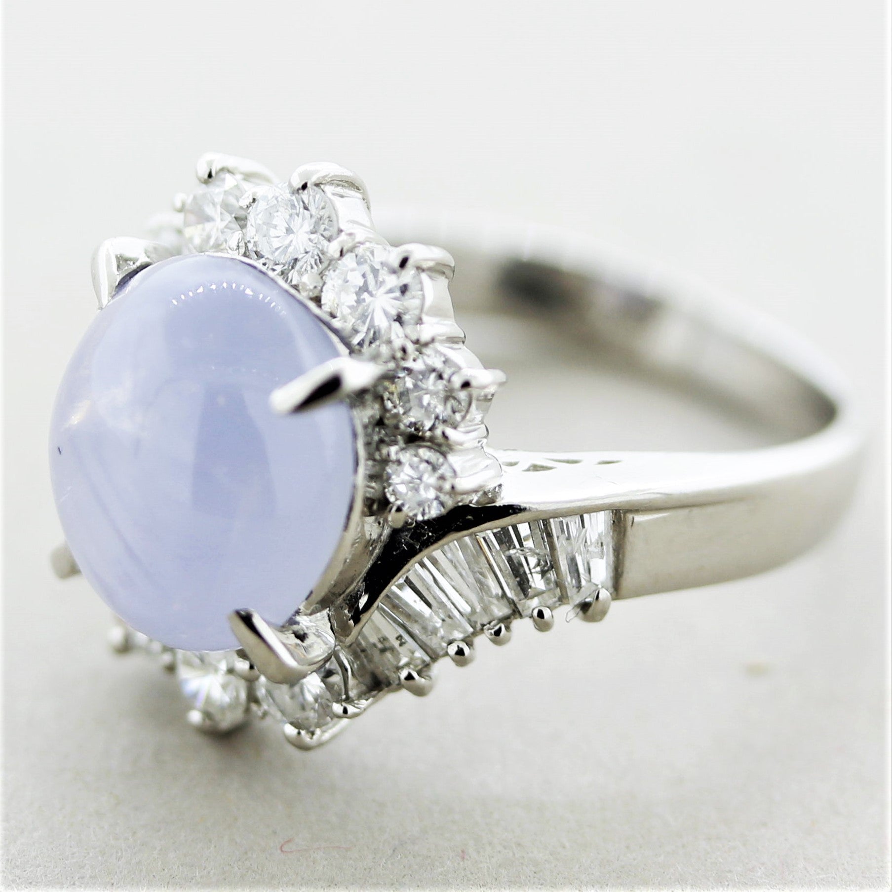 Star Sapphire Diamond Platinum Ring