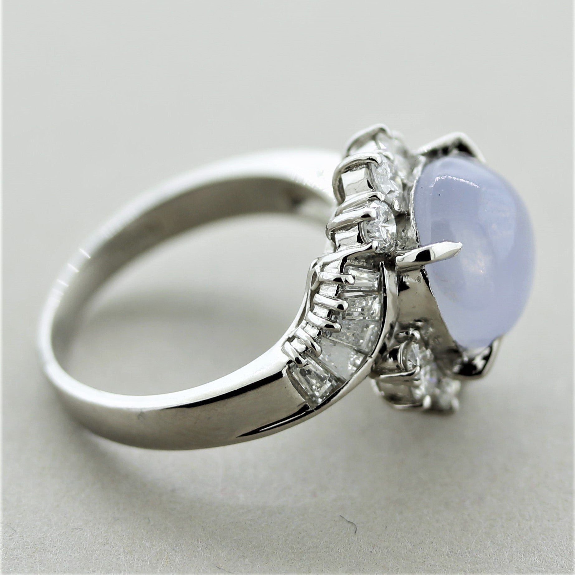 Star Sapphire Diamond Platinum Ring