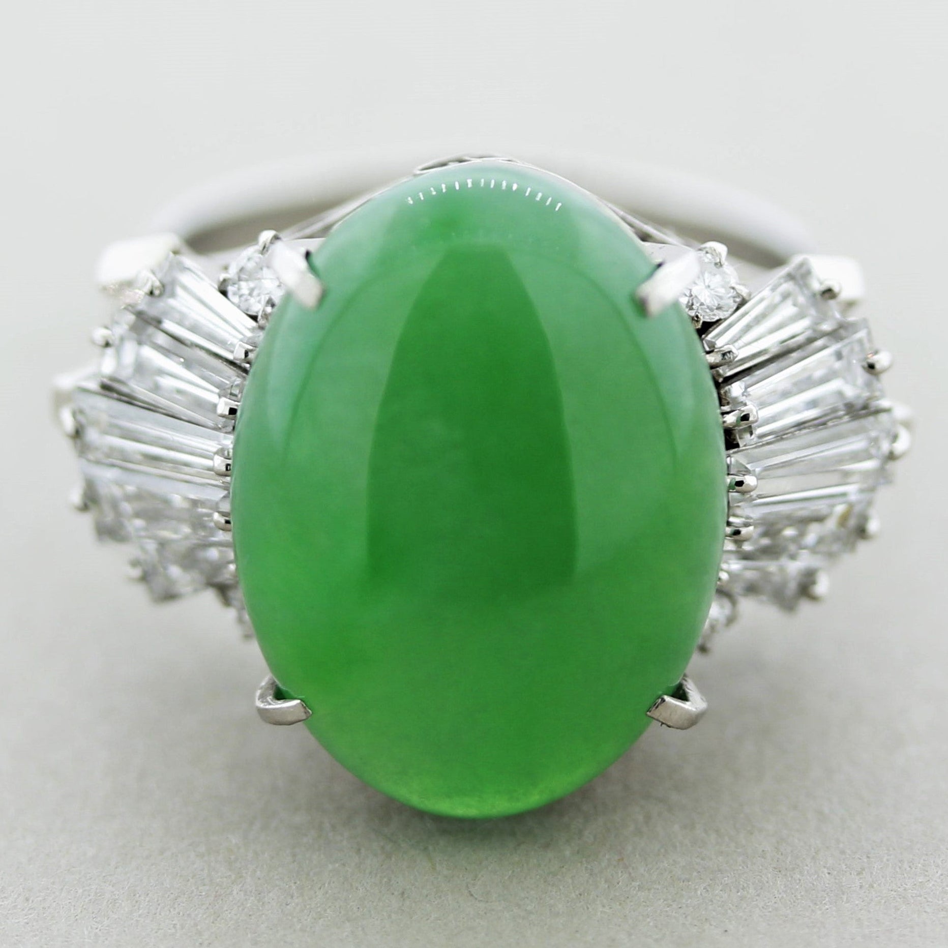 Jadeite Jade Diamond Platinum Ring