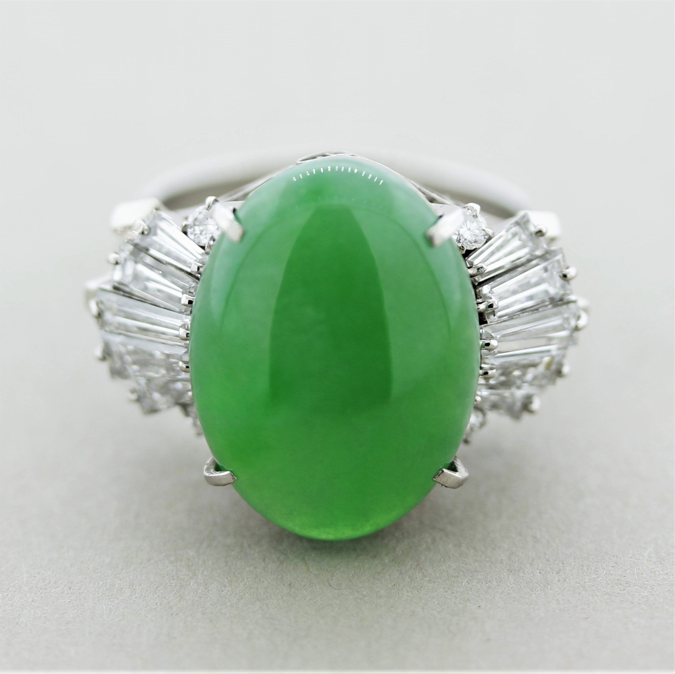 Jadeite Jade Diamond Platinum Ring