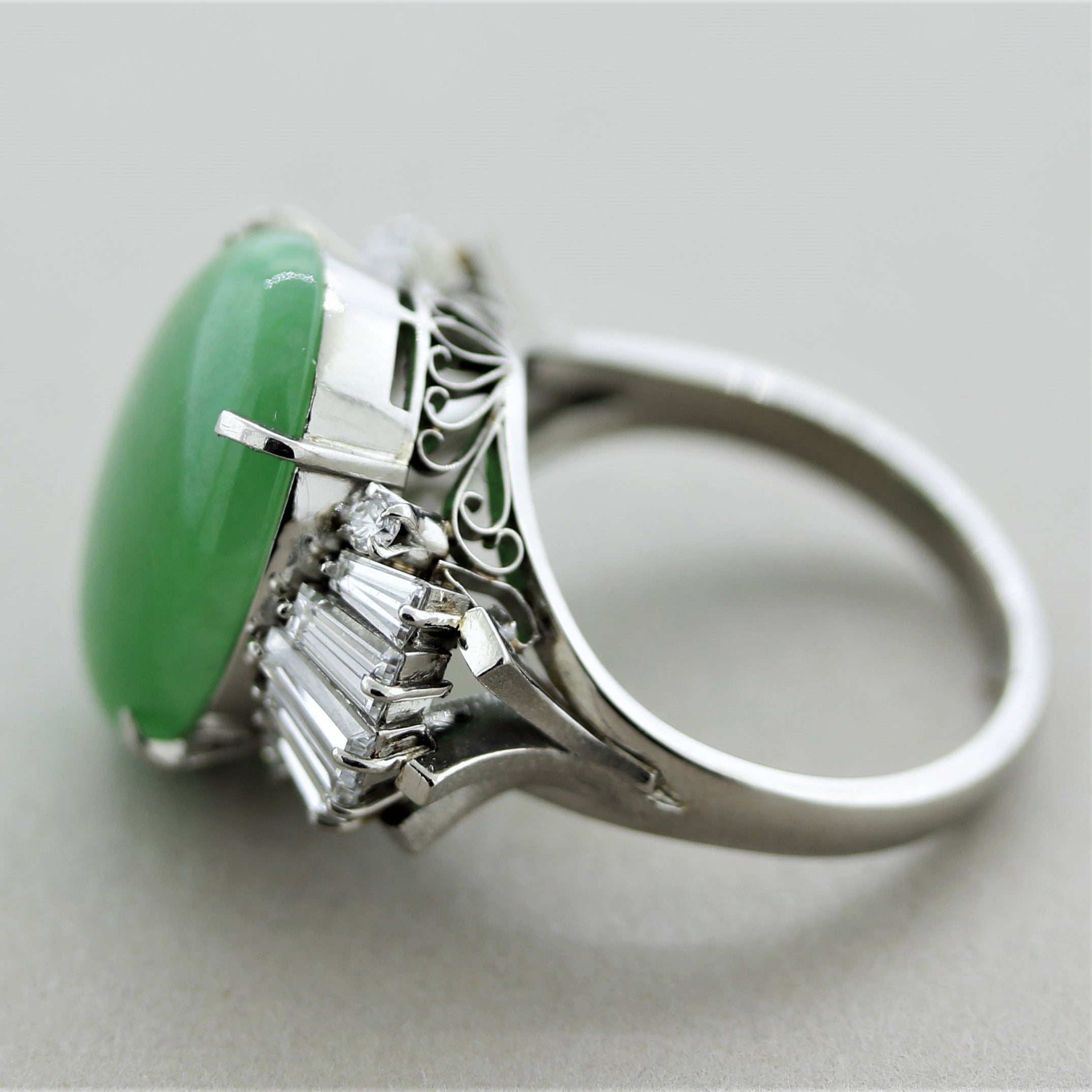 Jadeite Jade Diamond Platinum Ring