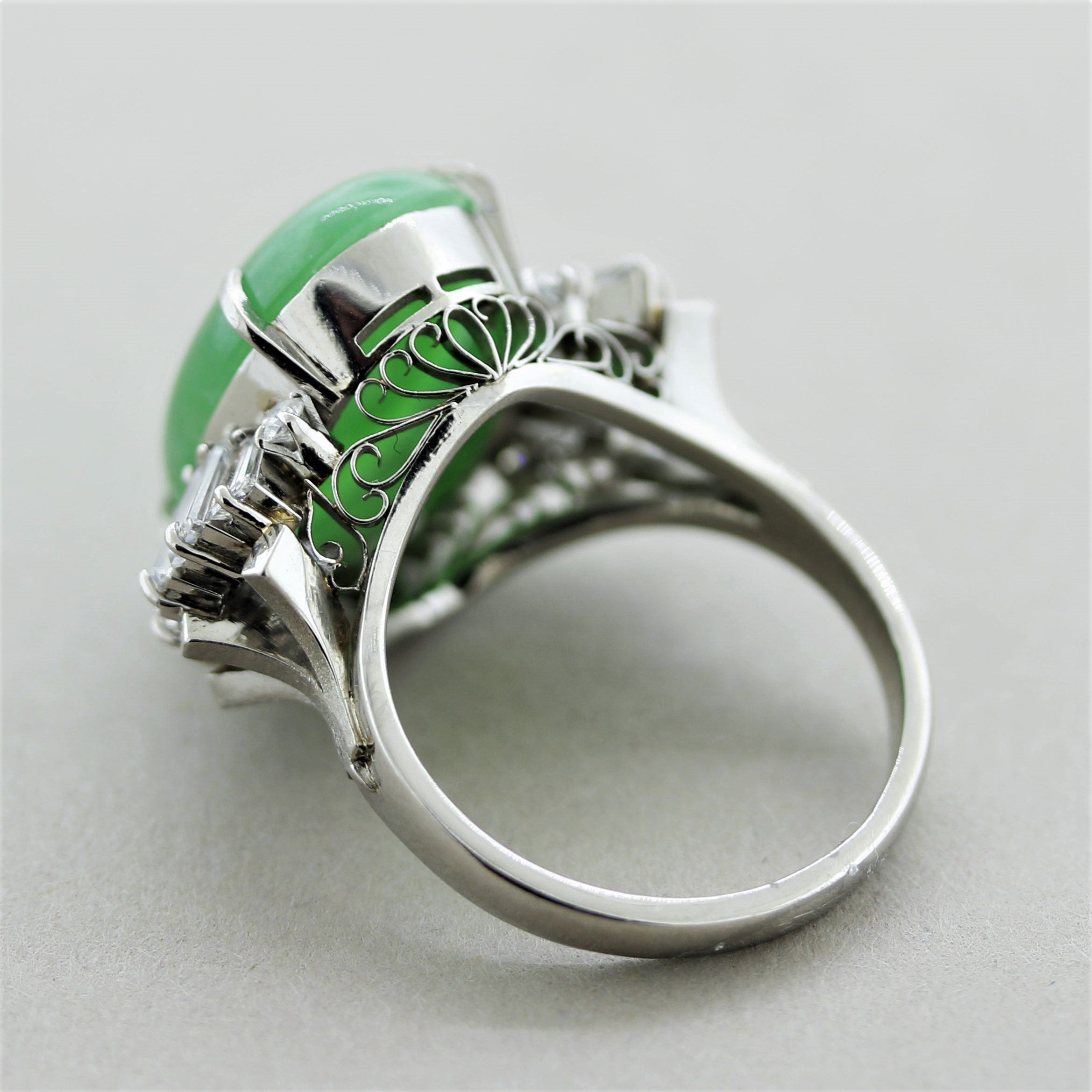 Jadeite Jade Diamond Platinum Ring