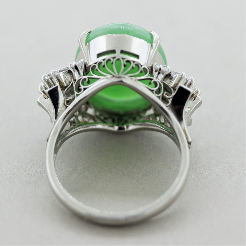 Jadeite Jade Diamond Platinum Ring