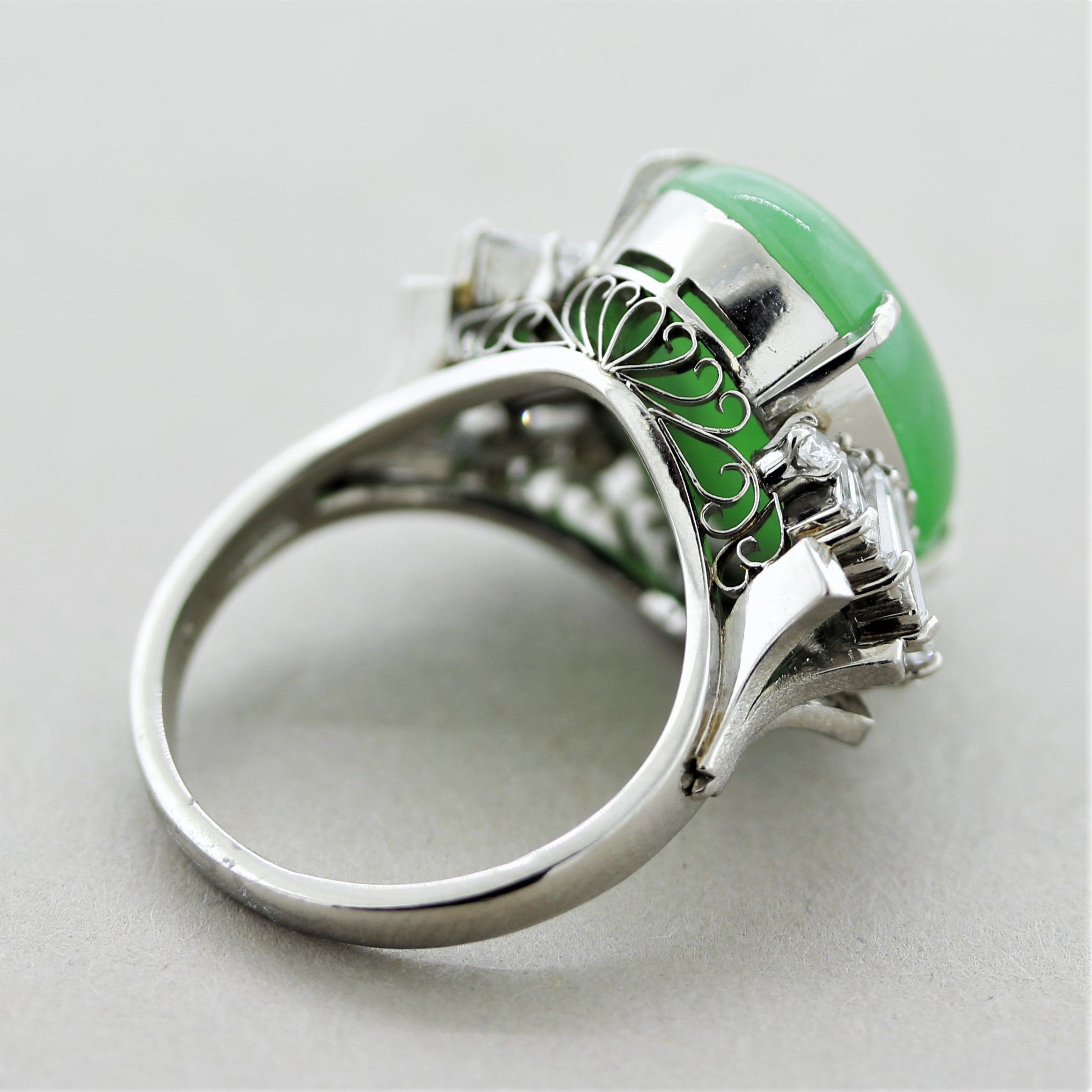 Jadeite Jade Diamond Platinum Ring