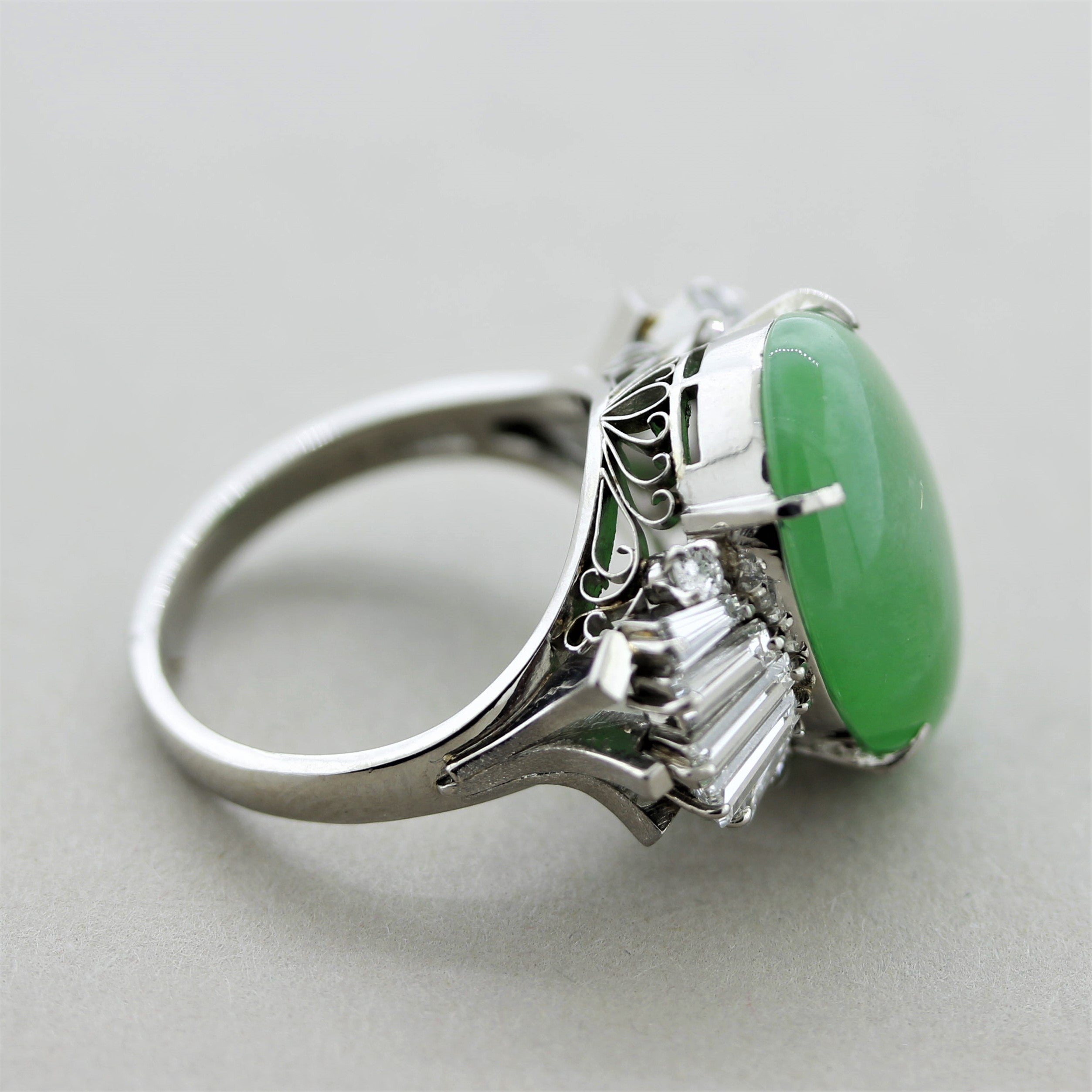 Jadeite Jade Diamond Platinum Ring