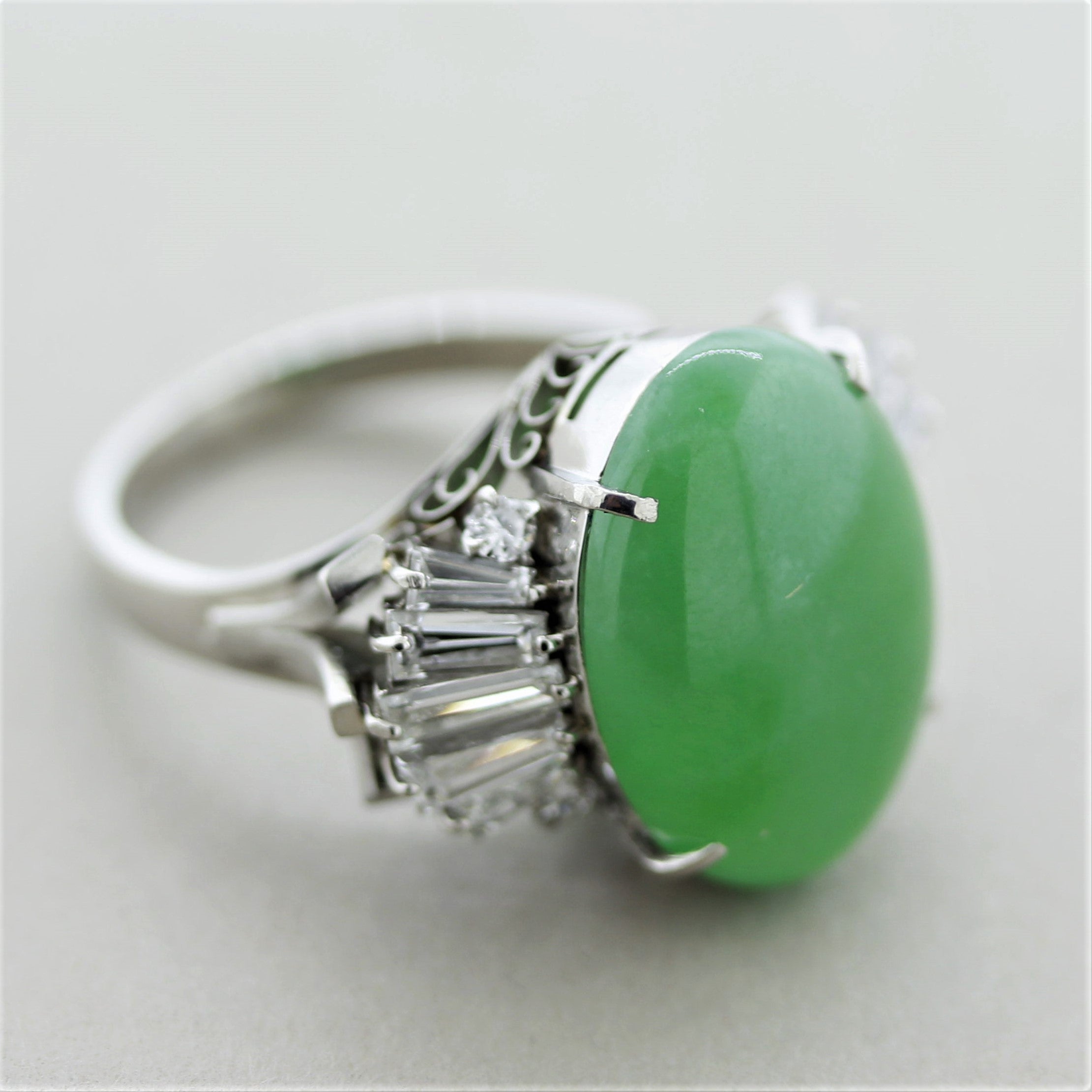 Jadeite Jade Diamond Platinum Ring