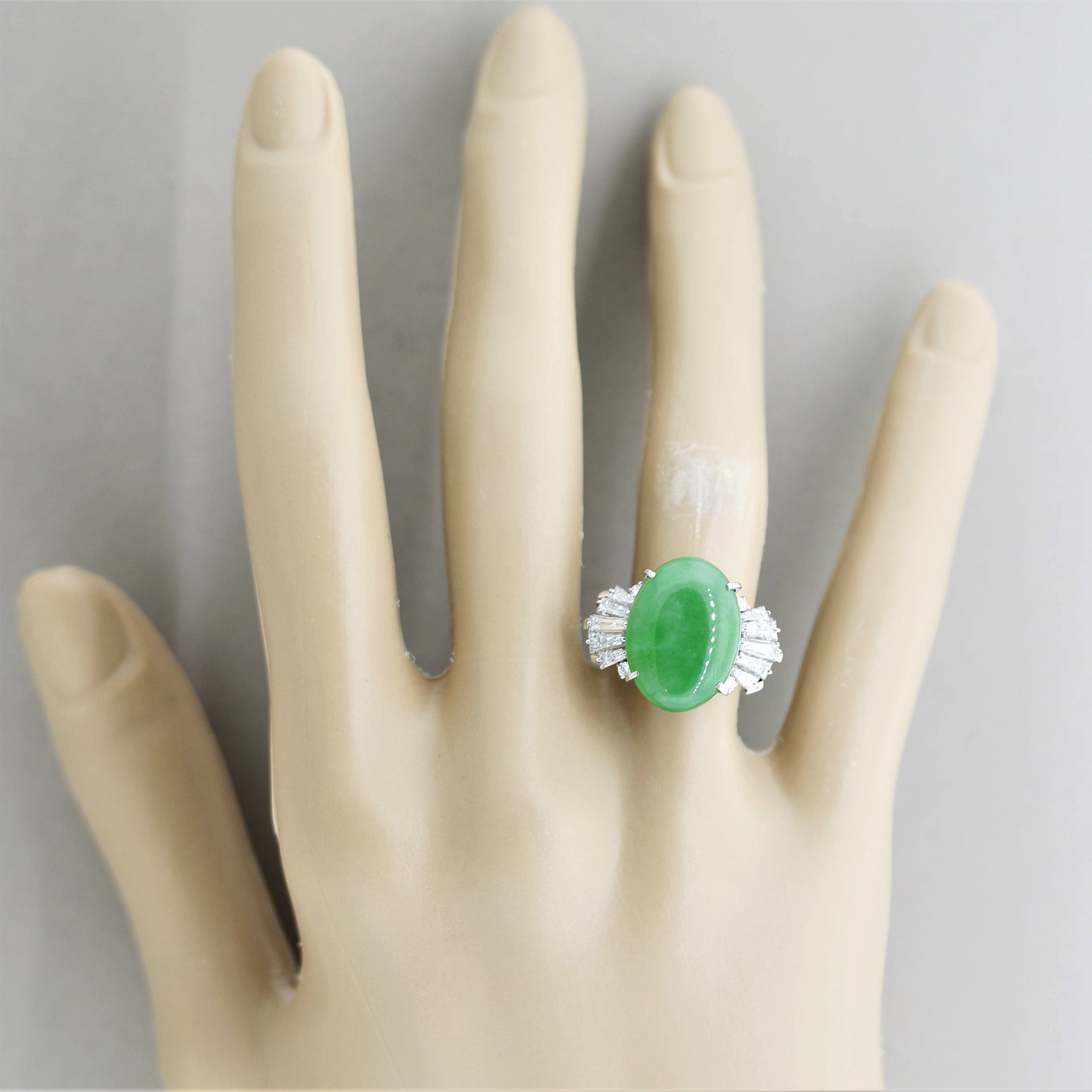 Jadeite Jade Diamond Platinum Ring