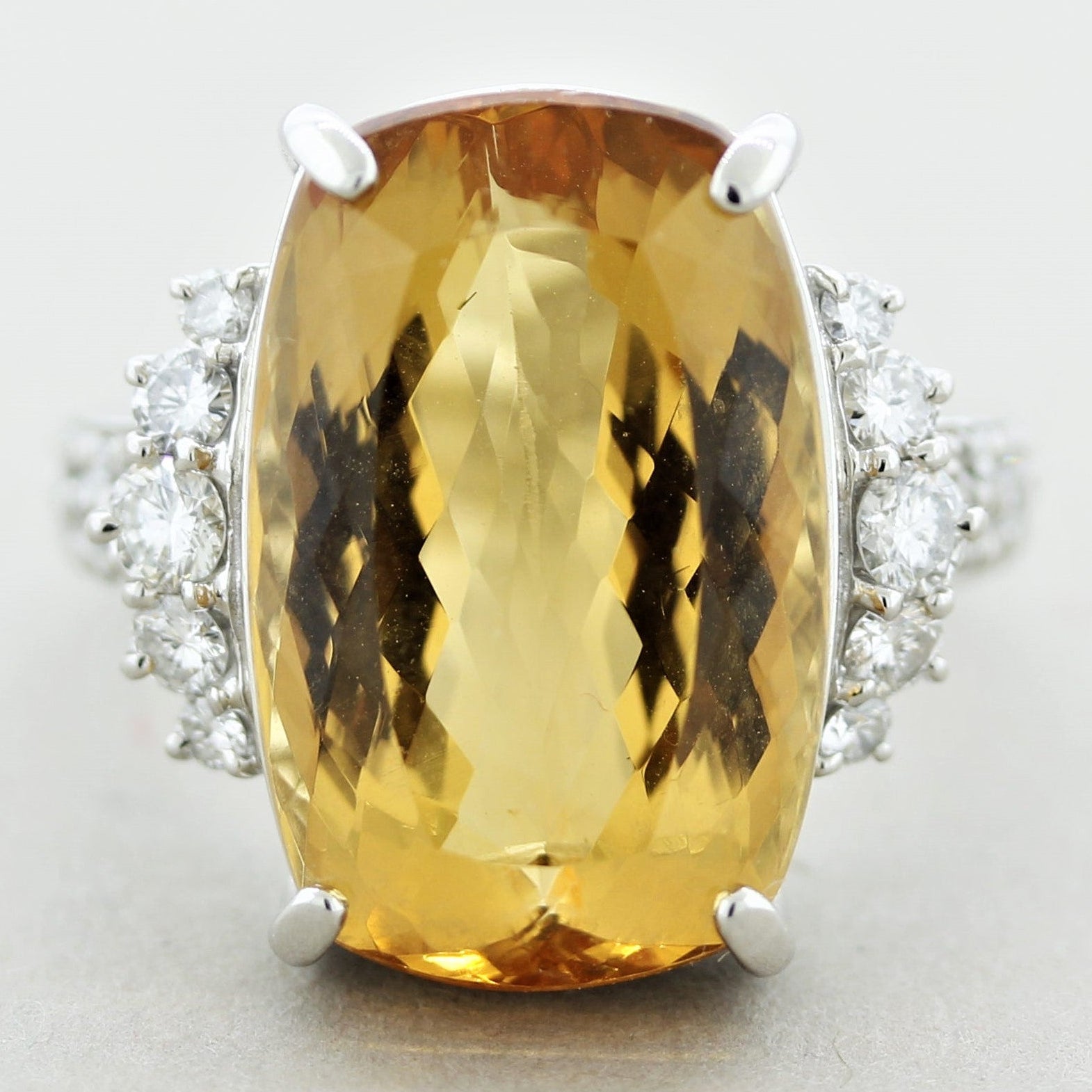 Fine Imperial Topaz Diamond Platinum Cocktail Ring