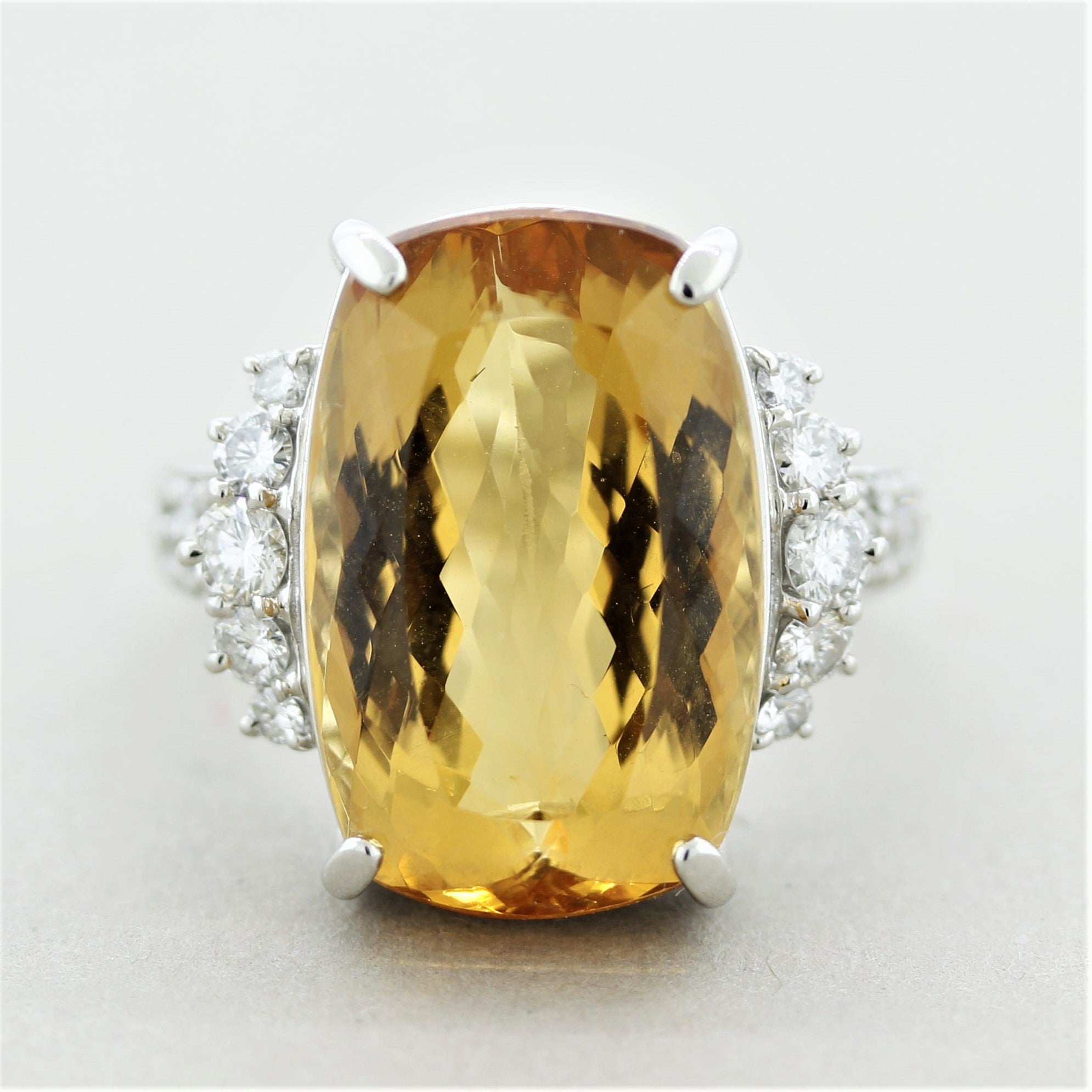 Fine Imperial Topaz Diamond Platinum Cocktail Ring