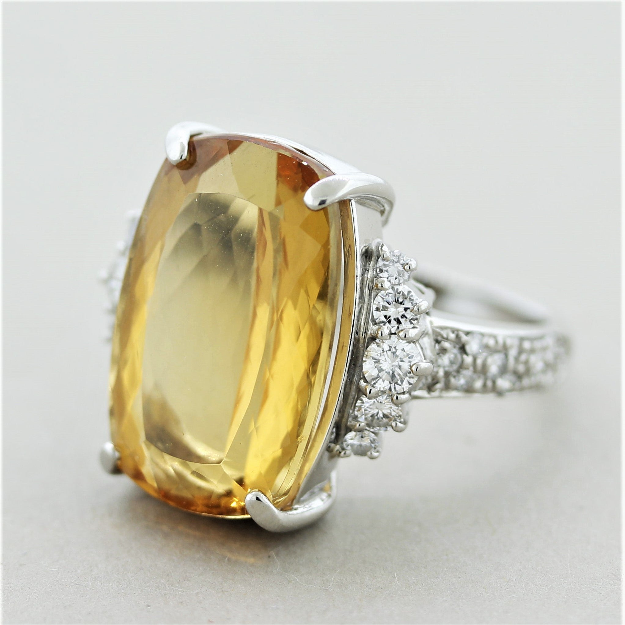 Fine Imperial Topaz Diamond Platinum Cocktail Ring