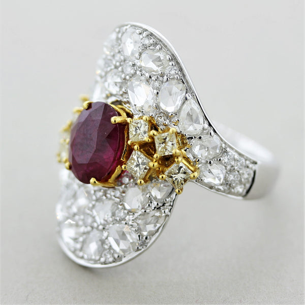 Ruby Diamond Two-Tone Gold Cocktail Ring