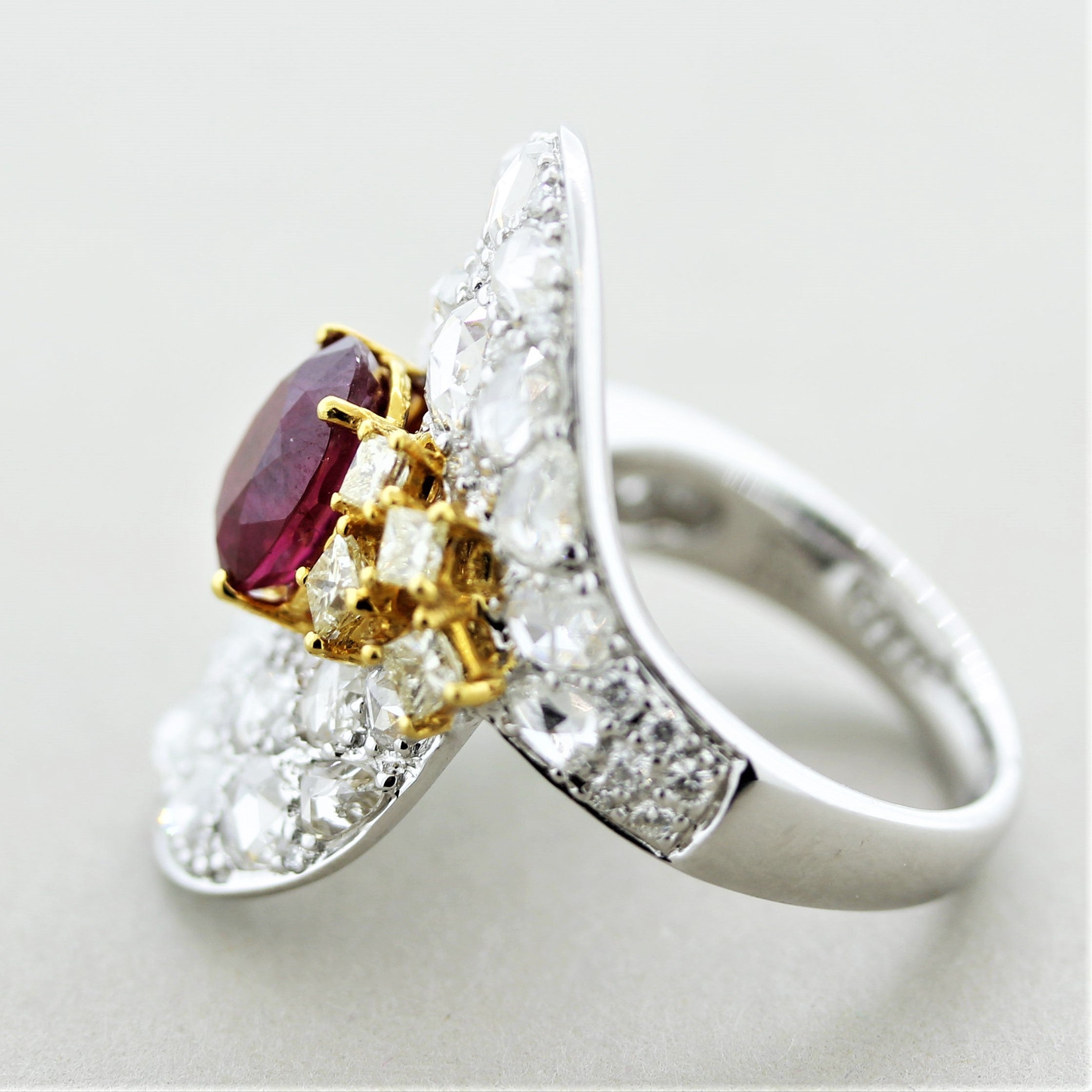 Ruby Diamond Two-Tone Gold Cocktail Ring