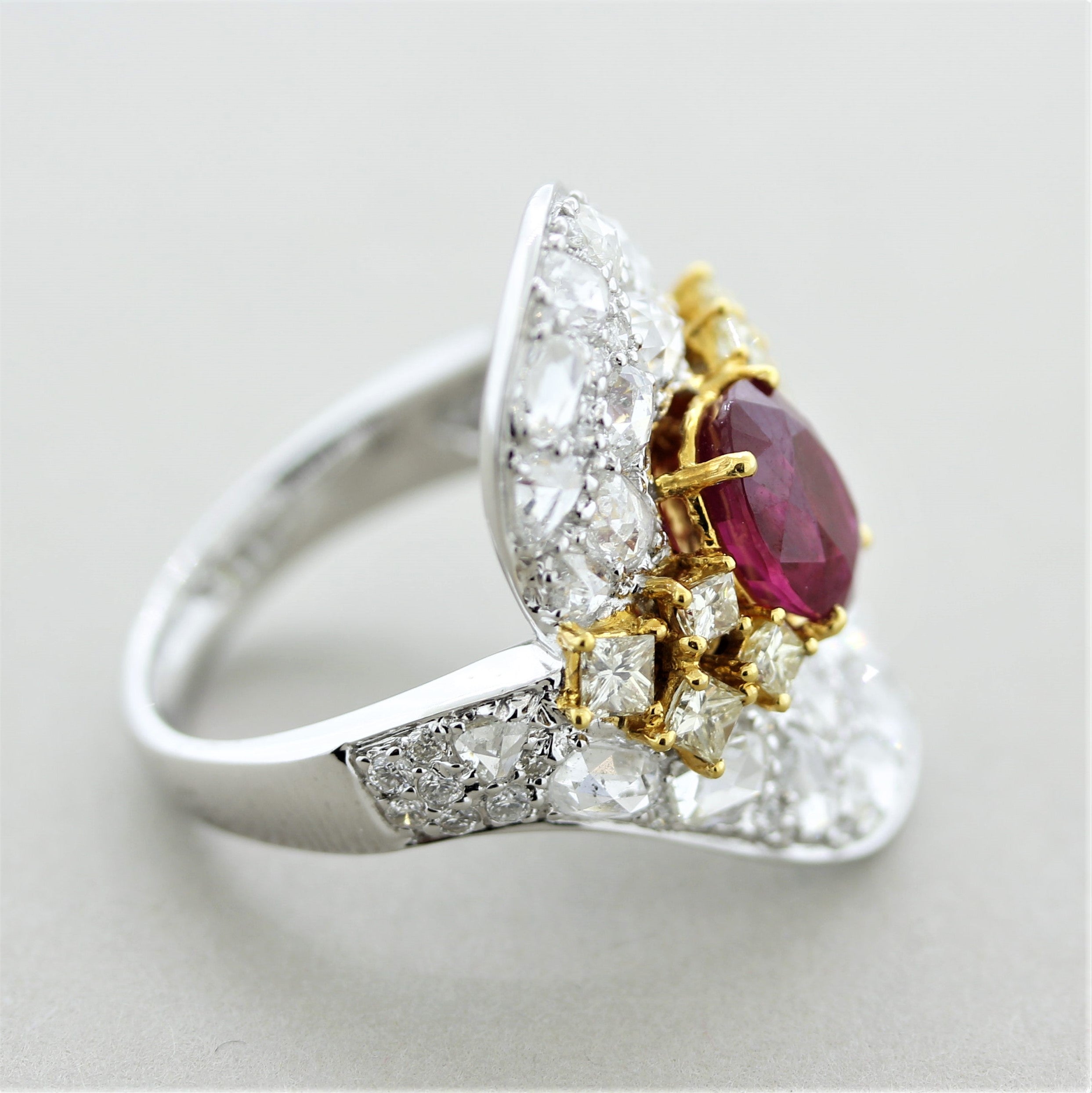 Ruby Diamond Two-Tone Gold Cocktail Ring