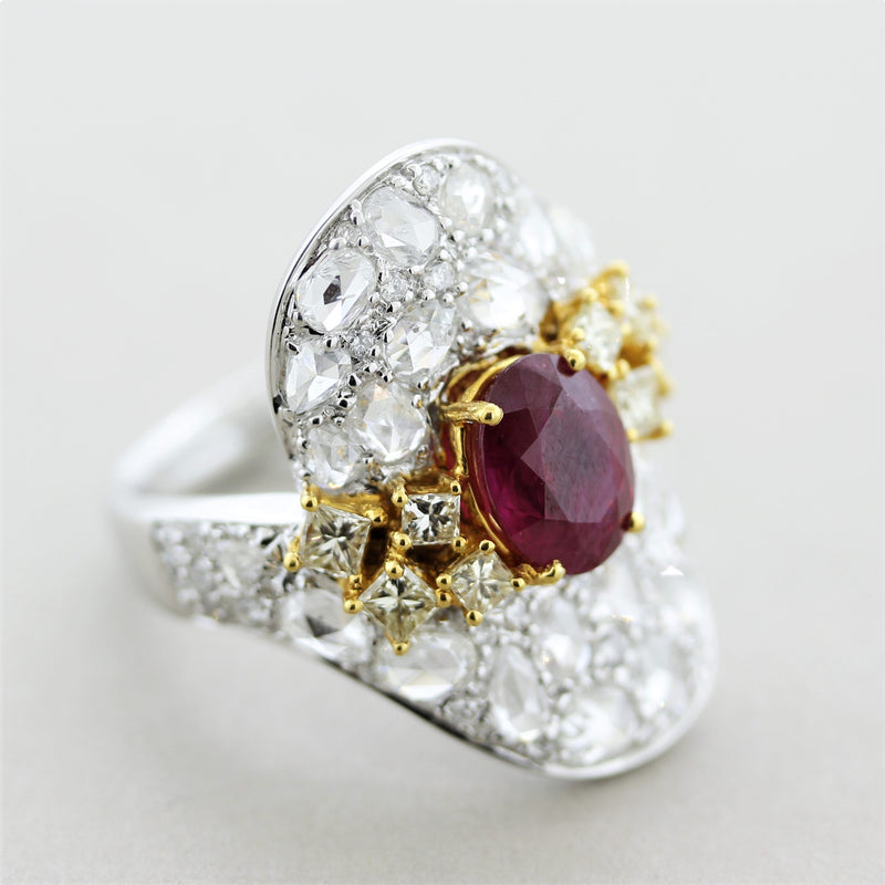 Ruby Diamond Two-Tone Gold Cocktail Ring