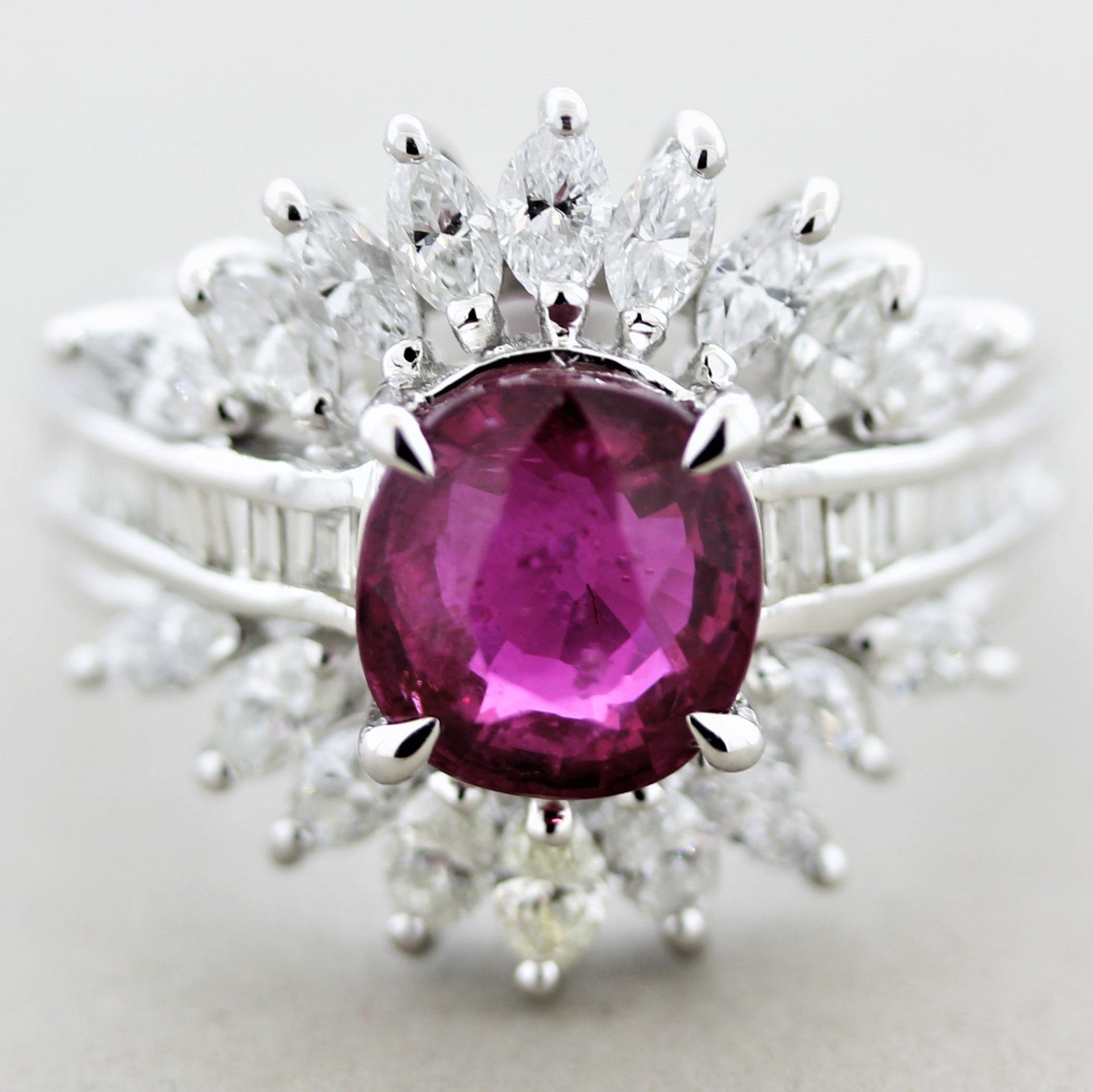 No-Heat Ruby Diamond Platinum Ring, GIA Certified