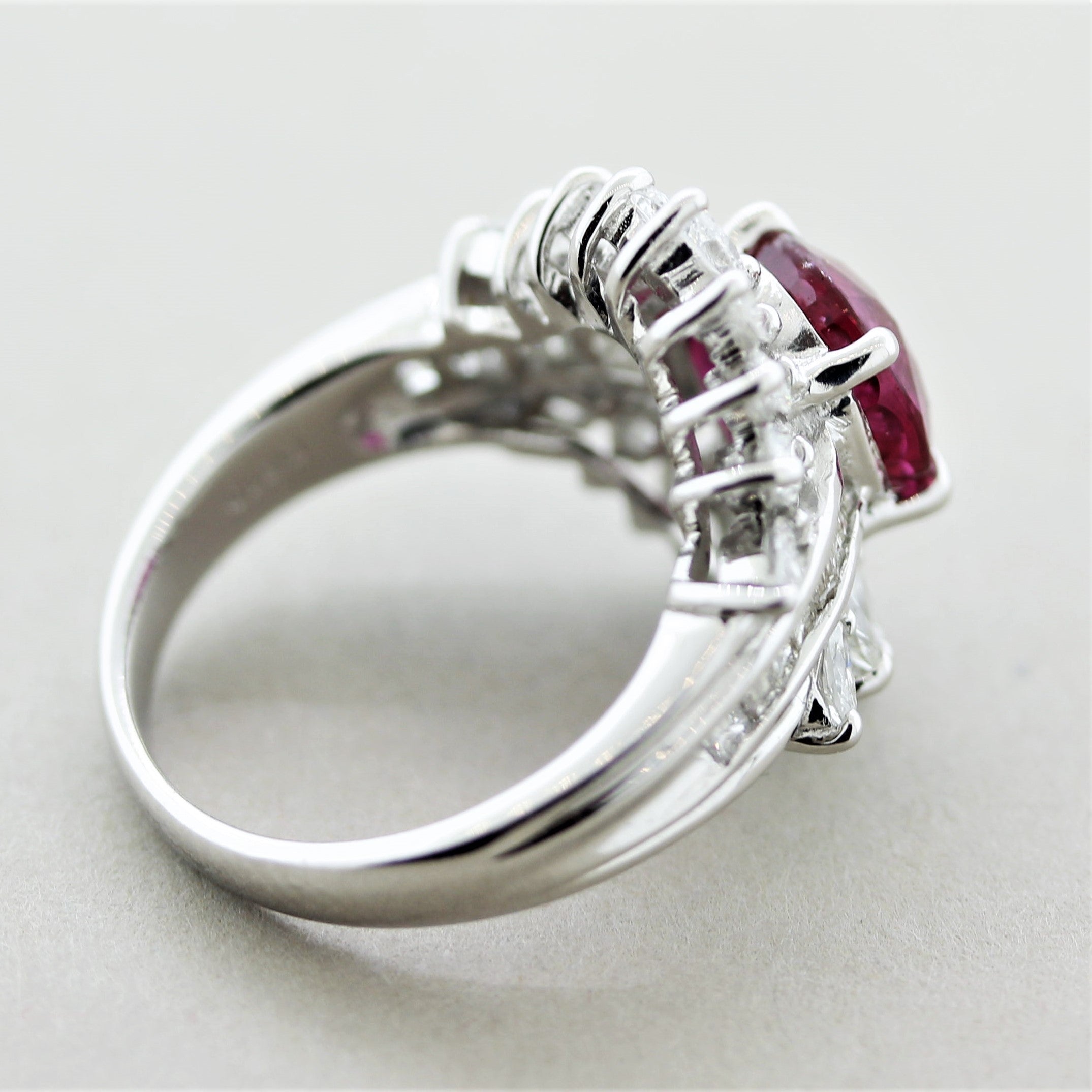 No-Heat Ruby Diamond Platinum Ring, GIA Certified