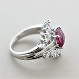 No-Heat Ruby Diamond Platinum Ring, GIA Certified