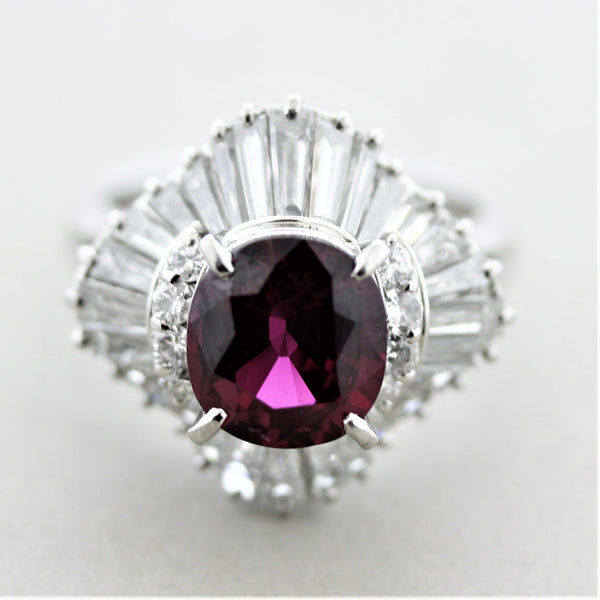 Exceptionally Fine No-Heat Ruby Diamond Platinum Ring, GIA Certified