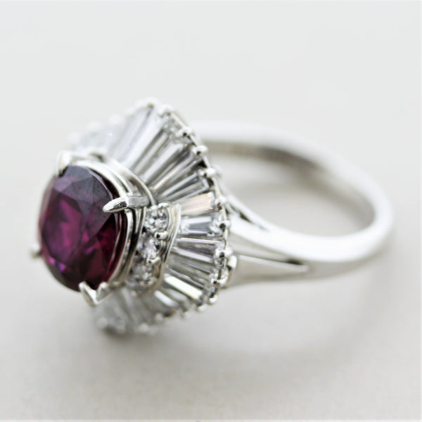 Exceptionally Fine No-Heat Ruby Diamond Platinum Ring, GIA Certified